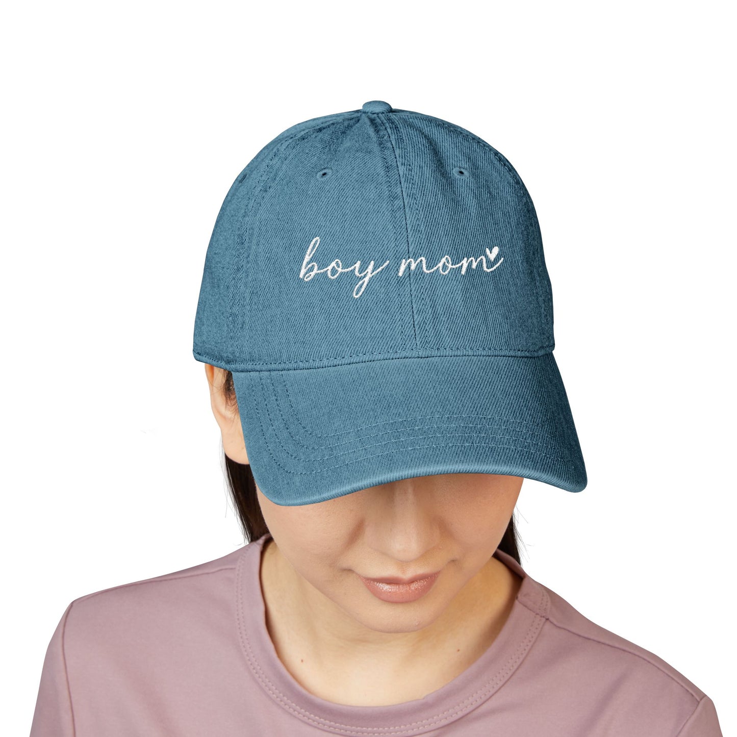 Denim Hat - 'Boy Mom' Embroidery, Perfect Gift for Moms