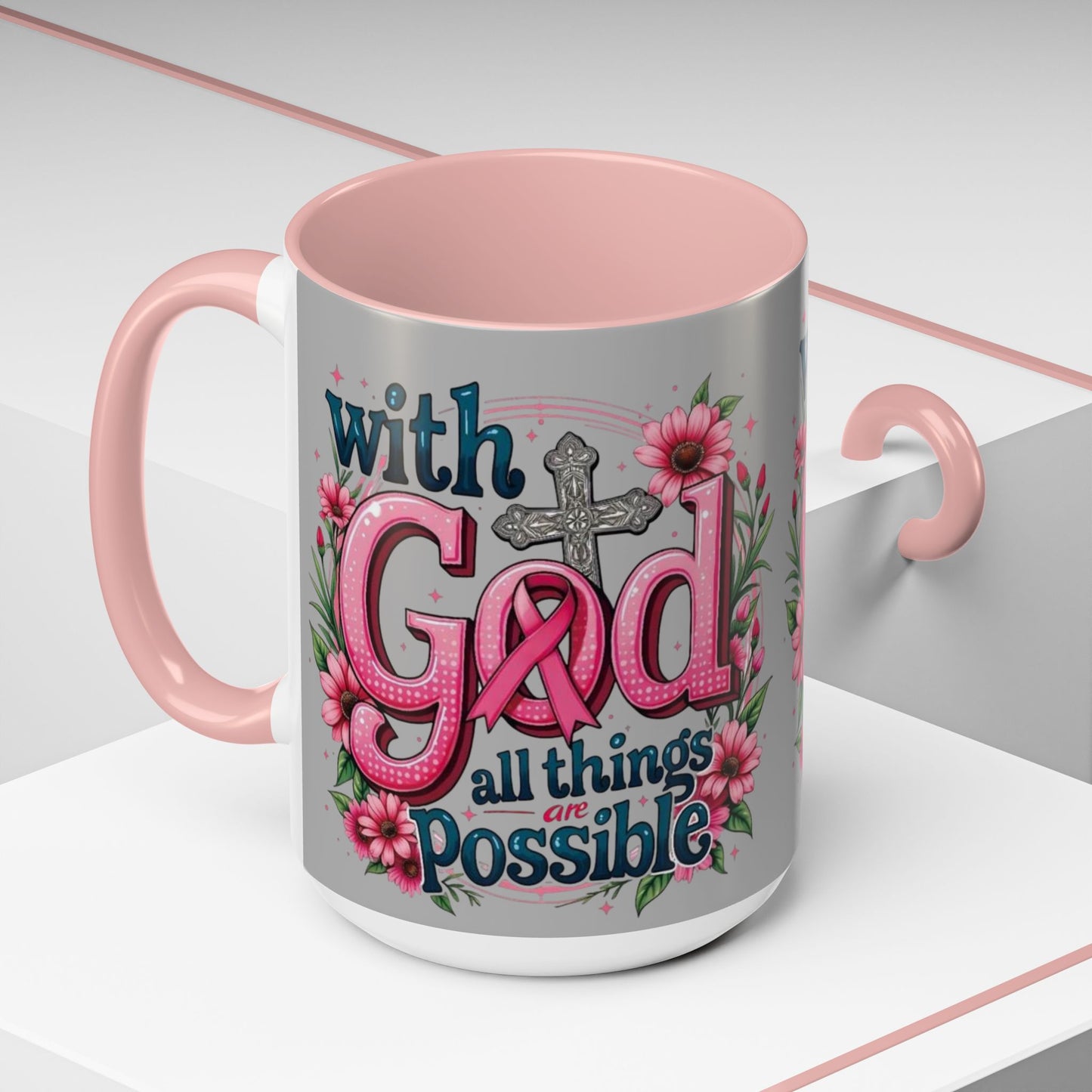 Inspirational Coffee Mug | Floral Design, God, Faith, Gift for Her, Encouragement, Home & Office Decor