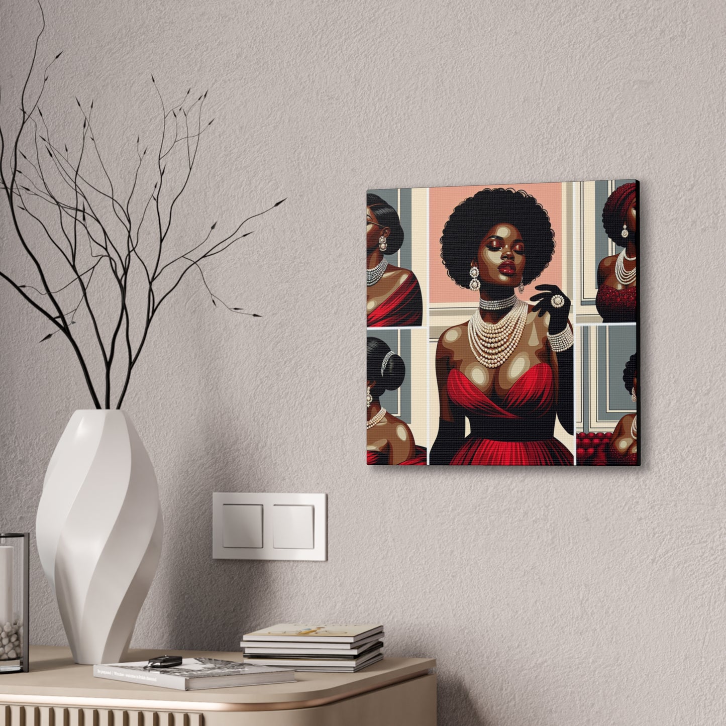 Elegant Afrocentric Canvas Art, Vibrant Wall Decor, Home Decoration, Black Girl Art, Gift for Her, Modern Artwork