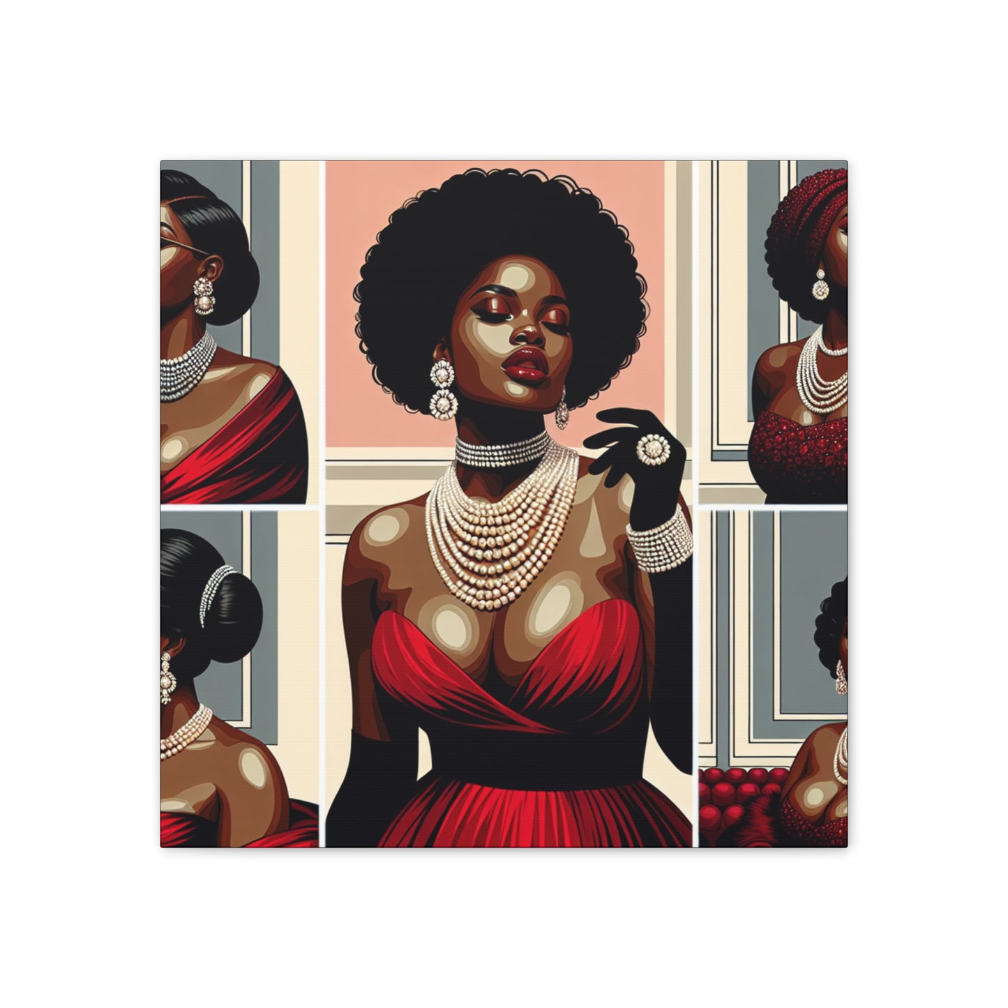 Elegant Afrocentric Canvas Art, Vibrant Wall Decor, Home Decoration, Black Girl Art, Gift for Her, Modern Artwork