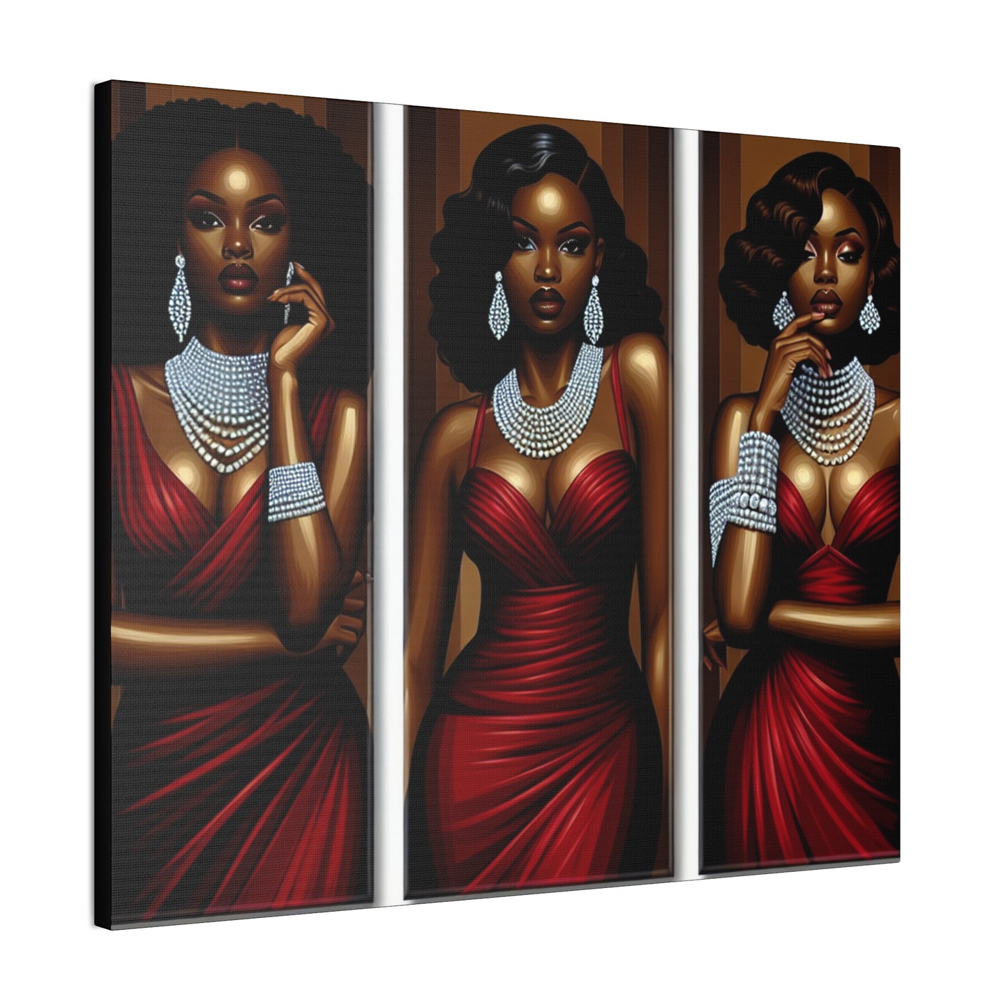 Elegant Afrocentric Canvas Art, Vibrant Wall Decor, Home Decoration, Black Girl Art, Gift for Her, Modern Artwork