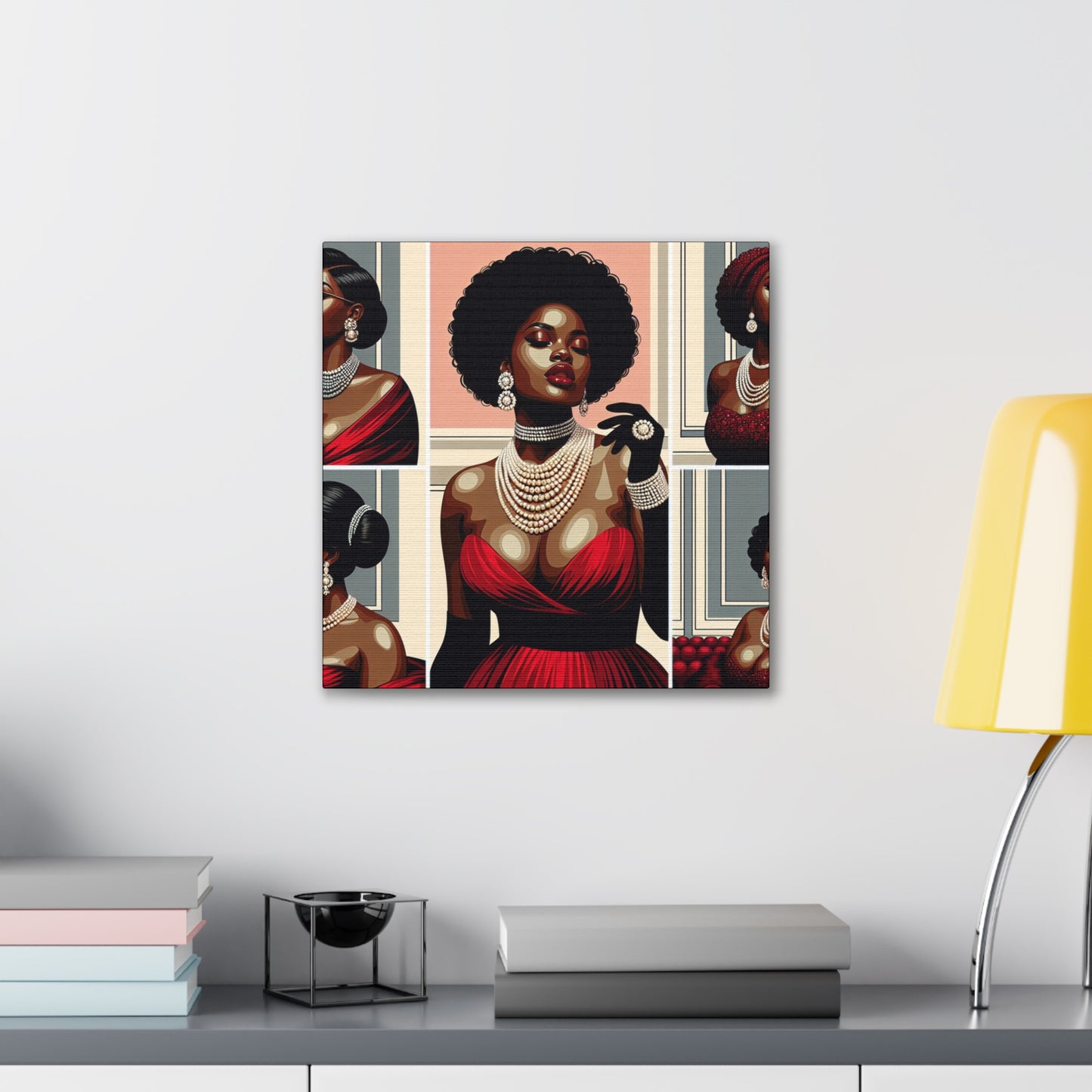 Elegant Afrocentric Canvas Art, Vibrant Wall Decor, Home Decoration, Black Girl Art, Gift for Her, Modern Artwork