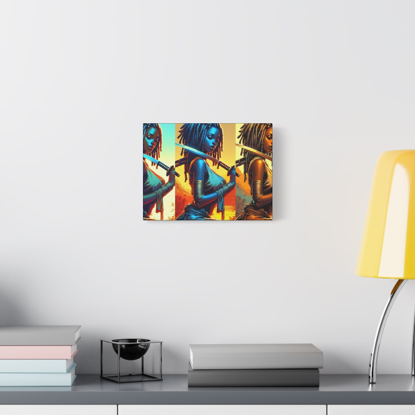 Vibrant Art Canvas Print, Warrior Woman Wall Decor, Home Decoration, Unique Gift, Bohemian Style, Bold Artwork anime