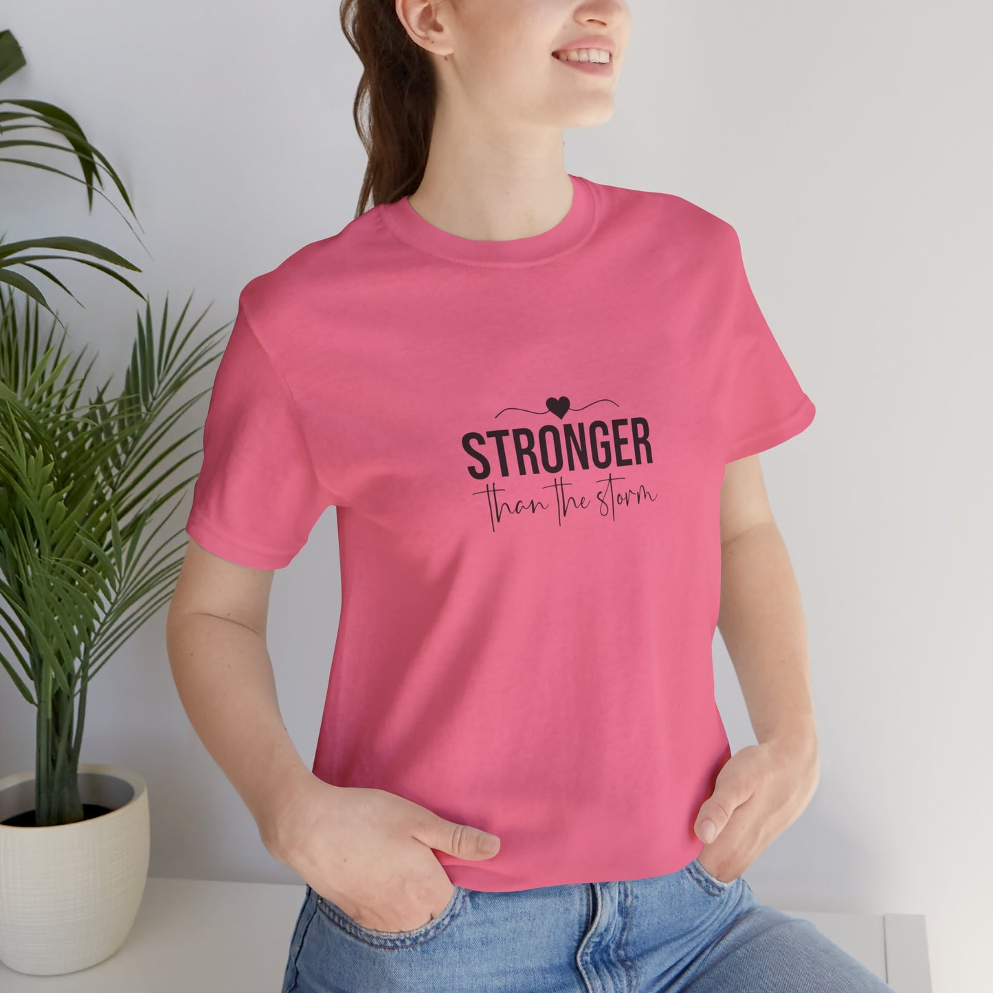 Stronger Than the Storm Unisex Jersey Short Sleeve Tee - Empowering Shirt for Strength, Motivational Gift for Friends