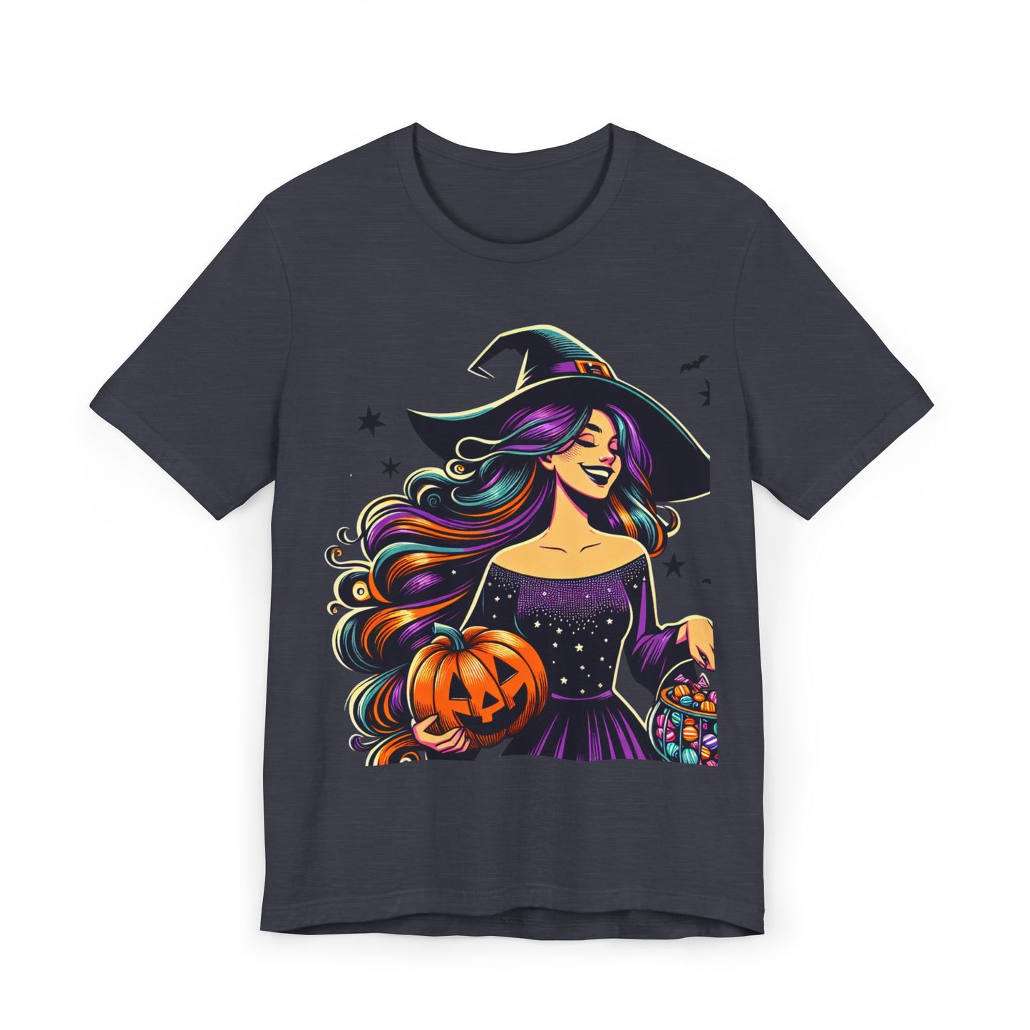 Halloween Witch Unisex T-Shirt, Spooky Graphic Tee, Fall Fashion, Halloween Costume, Witchy Apparel, Cute Pumpkin Design