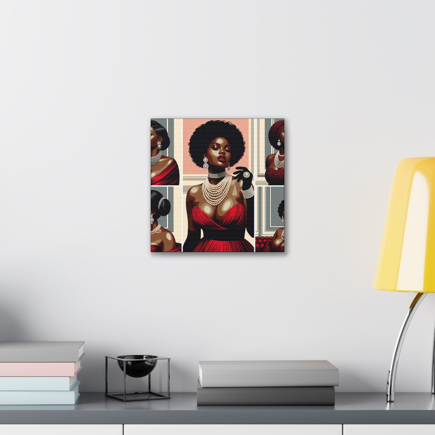 Elegant Afrocentric Canvas Art, Vibrant Wall Decor, Home Decoration, Black Girl Art, Gift for Her, Modern Artwork