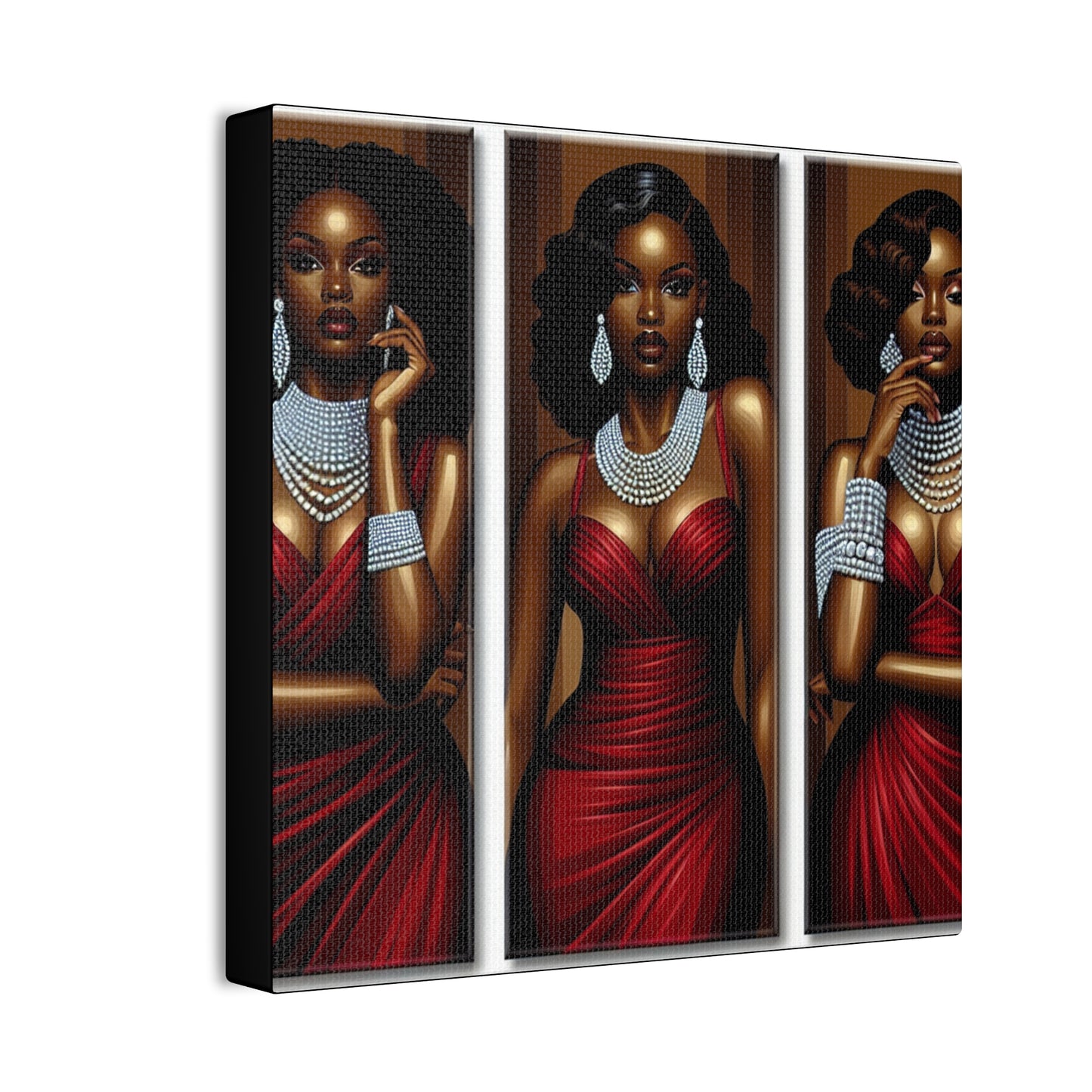 Elegant Afrocentric Canvas Art, Vibrant Wall Decor, Home Decoration, Black Girl Art, Gift for Her, Modern Artwork