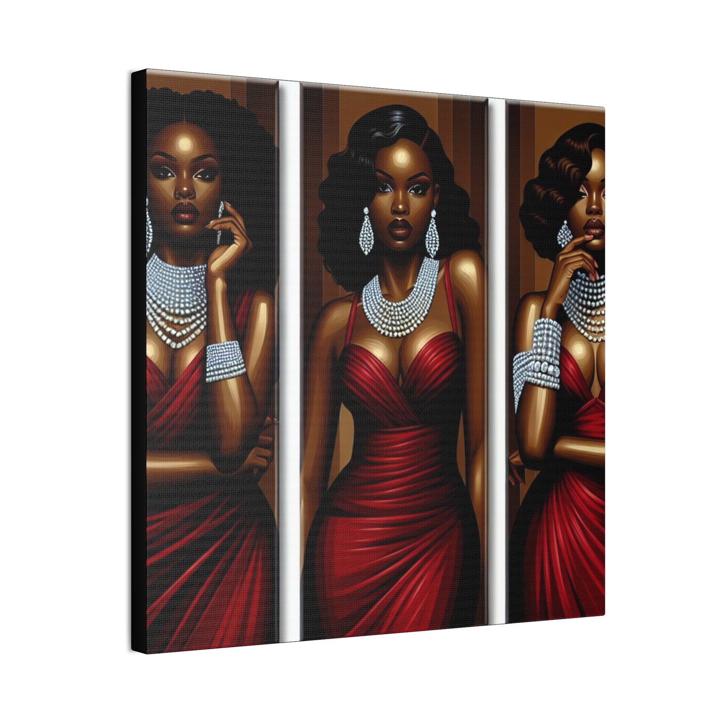 Elegant Afrocentric Canvas Art, Vibrant Wall Decor, Home Decoration, Black Girl Art, Gift for Her, Modern Artwork
