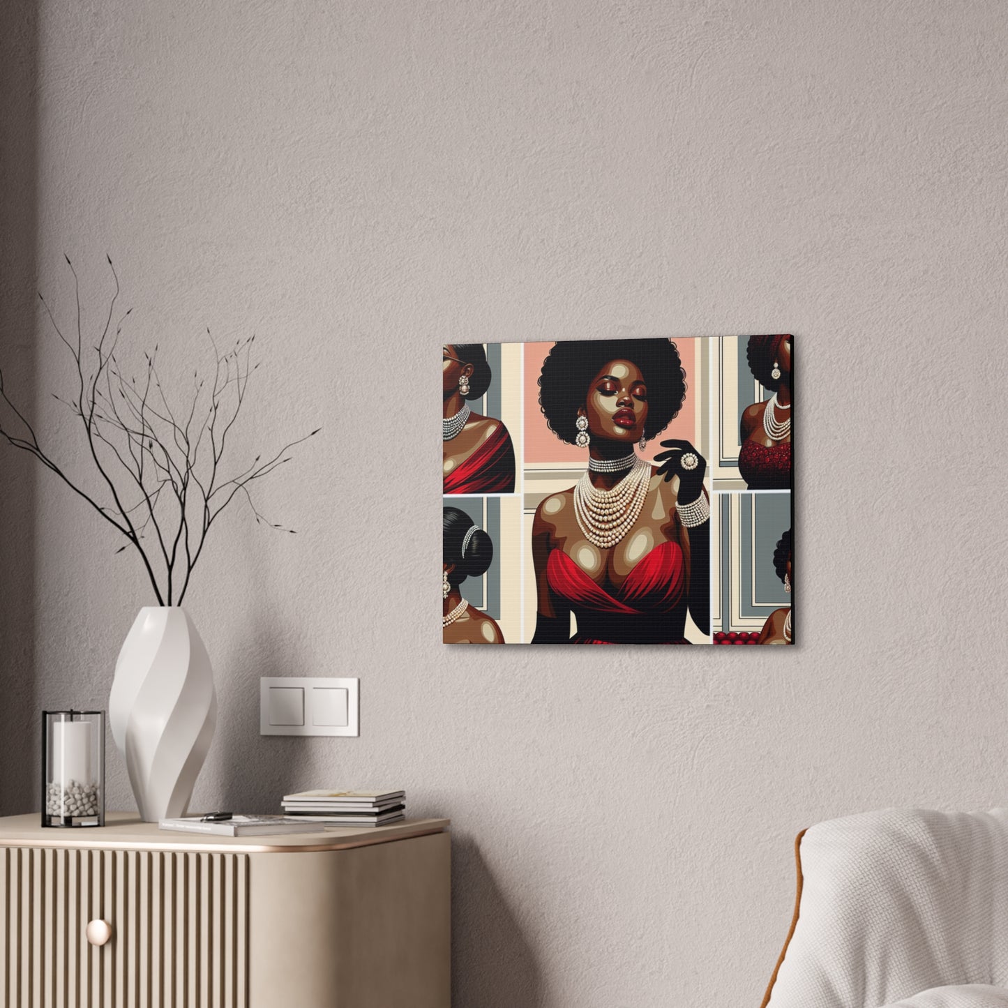 Elegant Afrocentric Canvas Art, Vibrant Wall Decor, Home Decoration, Black Girl Art, Gift for Her, Modern Artwork