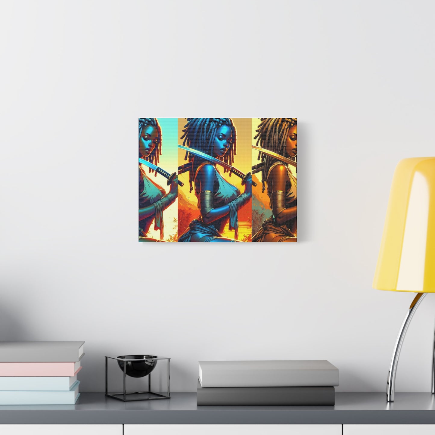 Vibrant Art Canvas Print, Warrior Woman Wall Decor, Home Decoration, Unique Gift, Bohemian Style, Bold Artwork anime