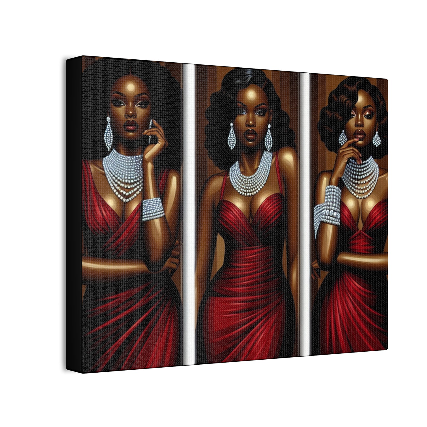 Elegant Afrocentric Canvas Art, Vibrant Wall Decor, Home Decoration, Black Girl Art, Gift for Her, Modern Artwork