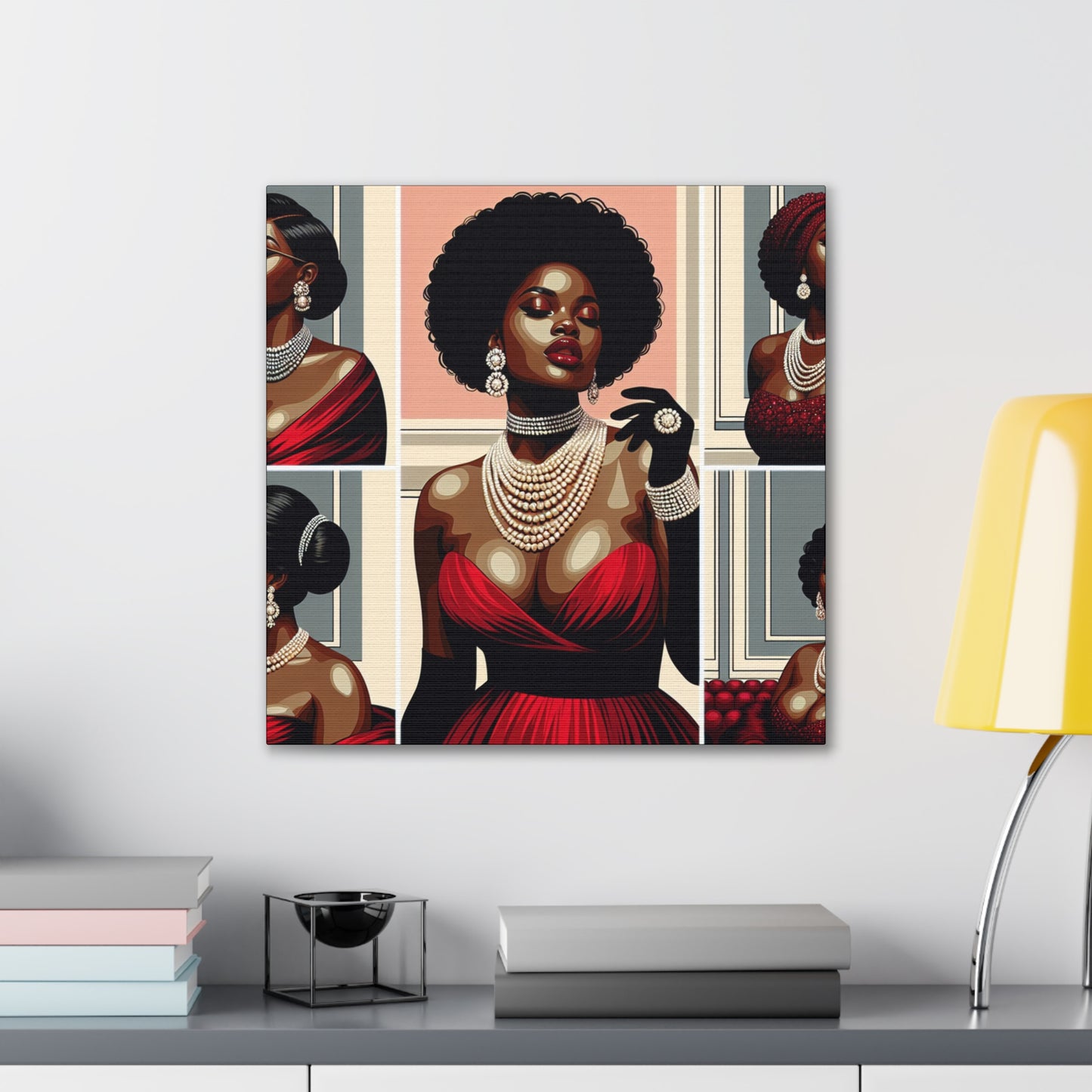 Elegant Afrocentric Canvas Art, Vibrant Wall Decor, Home Decoration, Black Girl Art, Gift for Her, Modern Artwork