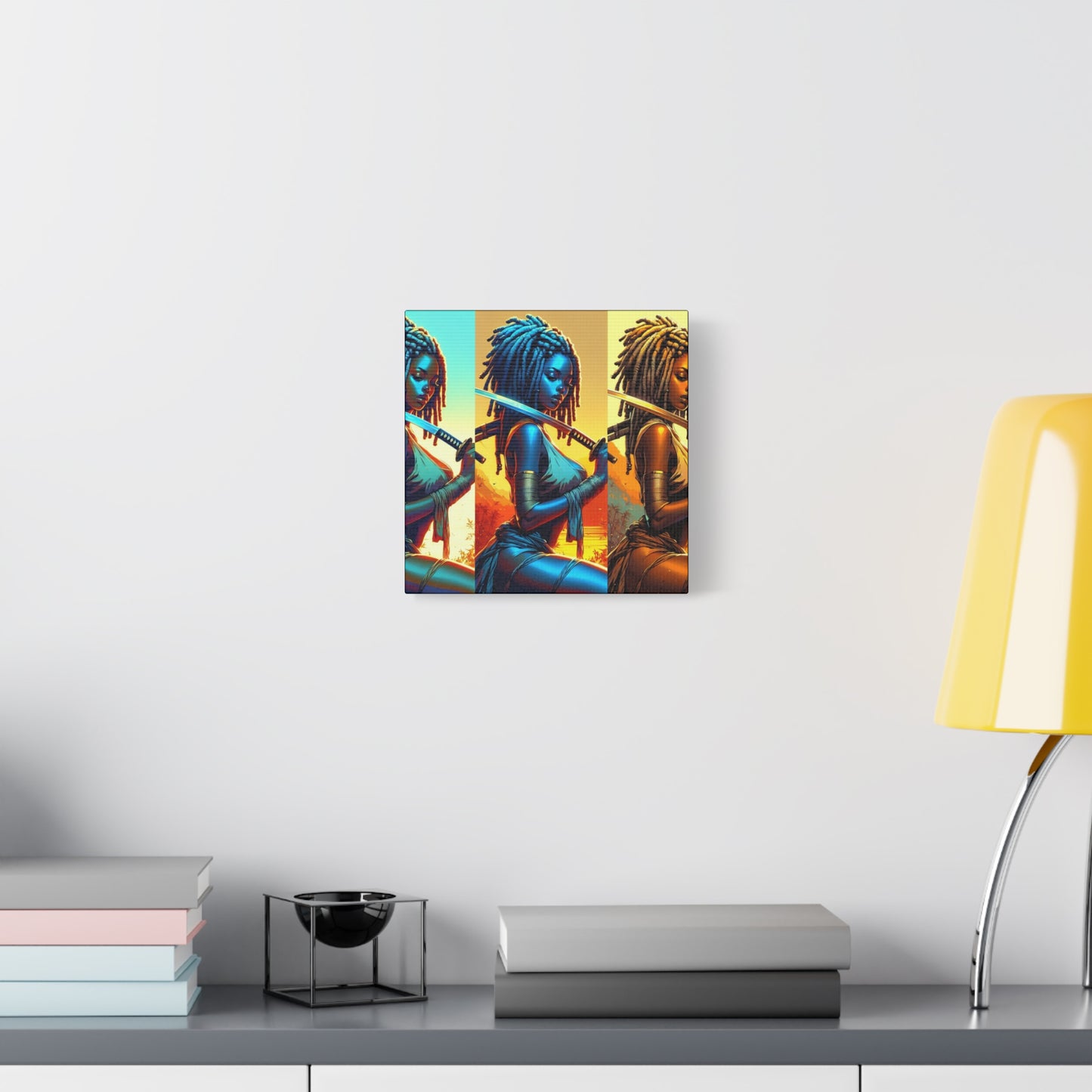 Vibrant Art Canvas Print, Warrior Woman Wall Decor, Home Decoration, Unique Gift, Bohemian Style, Bold Artwork anime