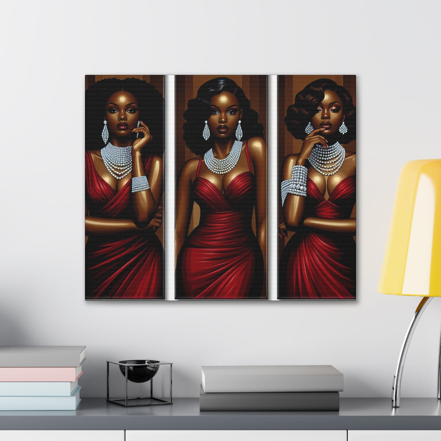 Elegant Afrocentric Canvas Art, Vibrant Wall Decor, Home Decoration, Black Girl Art, Gift for Her, Modern Artwork