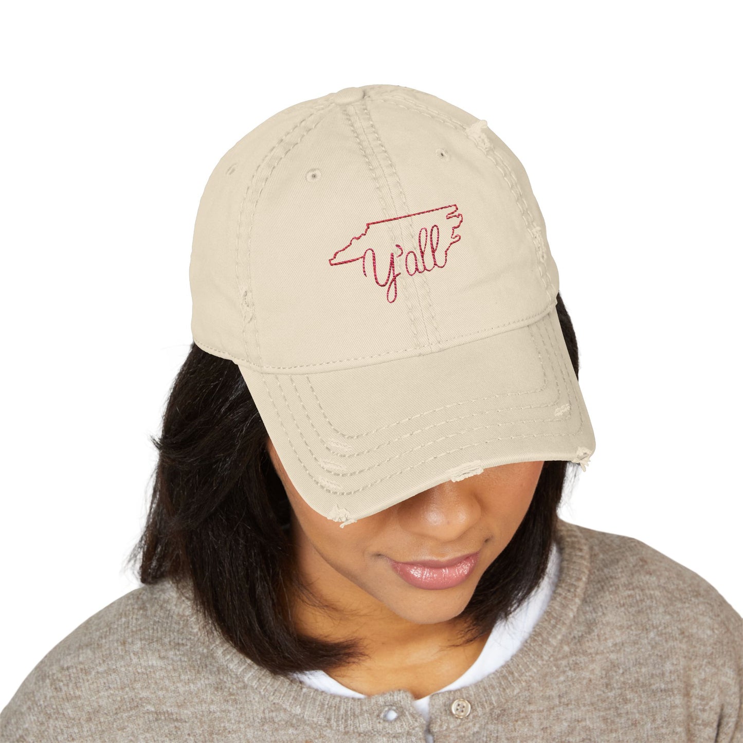 North Carolina Y'all Distressed Dad Hat (Embroidery)