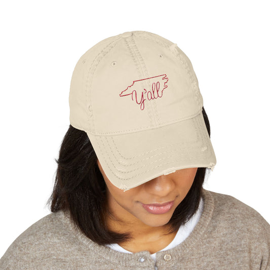 North Carolina Y'all Distressed Dad Hat (Embroidery)
