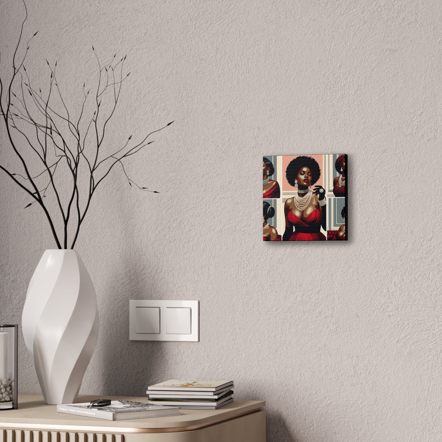 Elegant Afrocentric Canvas Art, Vibrant Wall Decor, Home Decoration, Black Girl Art, Gift for Her, Modern Artwork