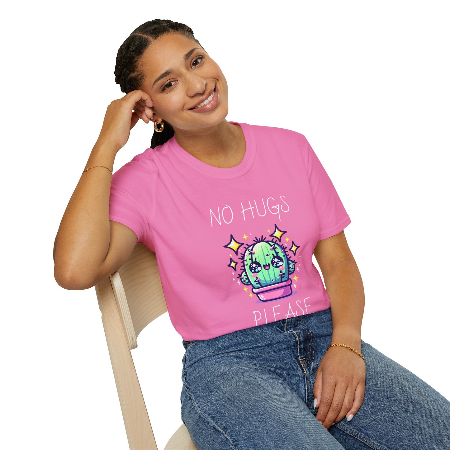 Cactus Graphic Tee - No Hugs Please, Funny Shirt, Plant Lover Gift, Quirky Apparel, Casual Wear, Humor T-Shirt