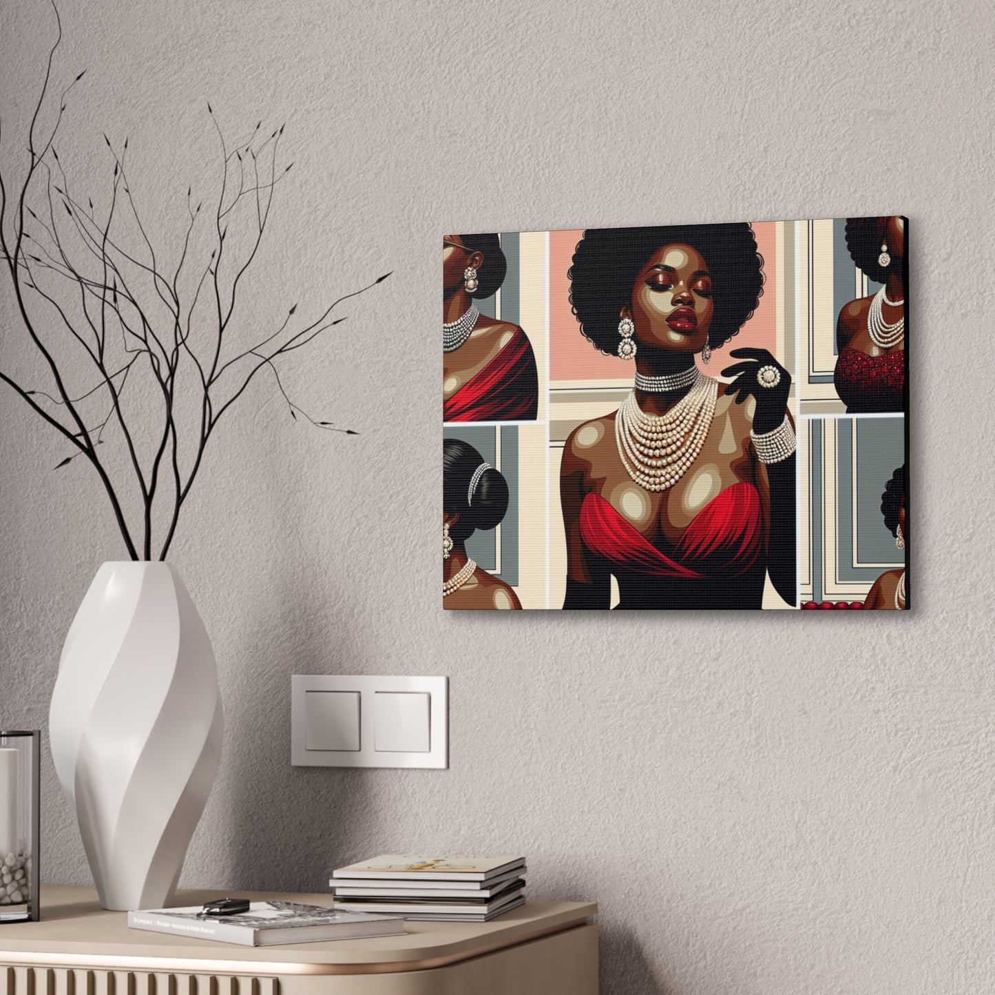 Elegant Afrocentric Canvas Art, Vibrant Wall Decor, Home Decoration, Black Girl Art, Gift for Her, Modern Artwork
