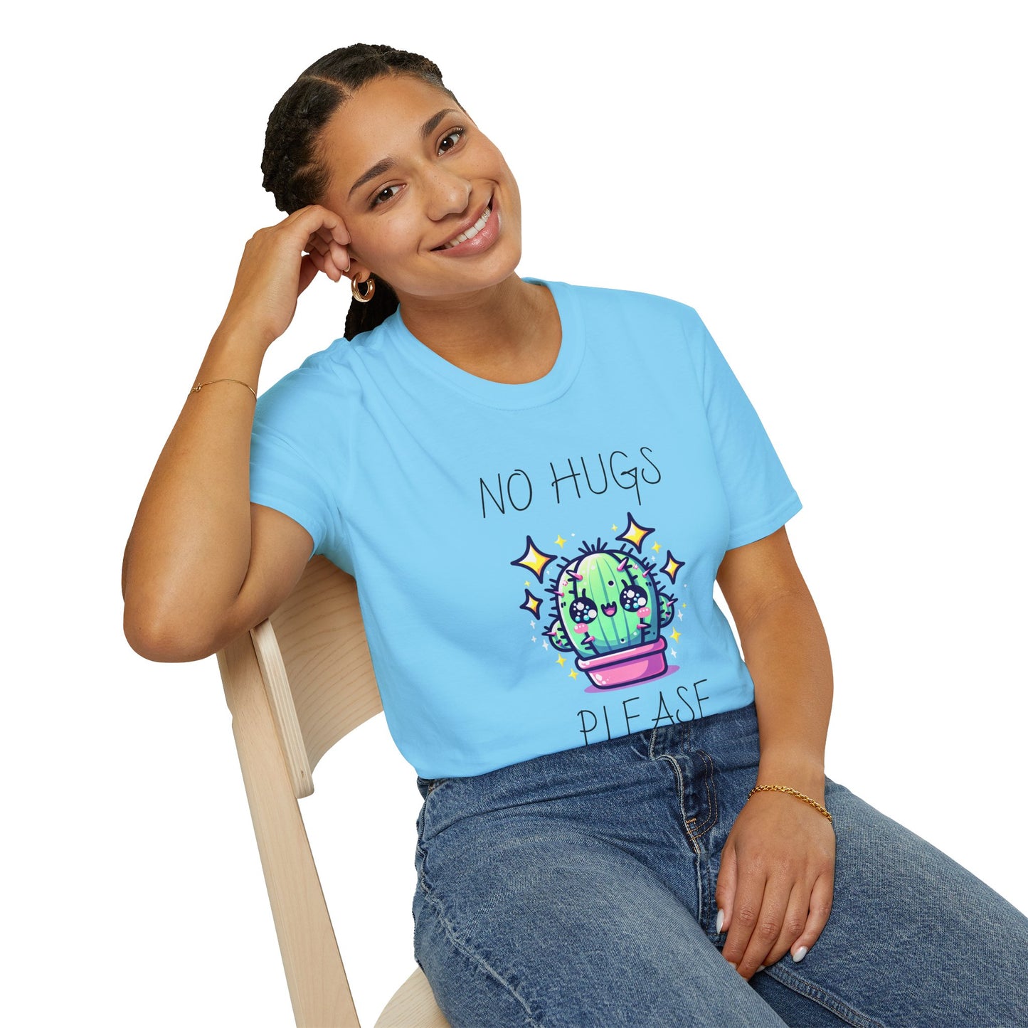 Cactus Graphic Tee - No Hugs Please, Funny Shirt, Plant Lover Gift, Quirky Apparel, Casual Wear, Humor T-Shirt
