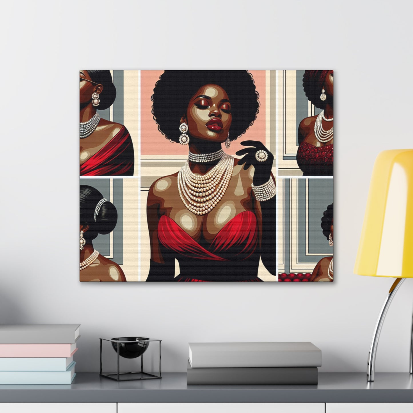 Elegant Afrocentric Canvas Art, Vibrant Wall Decor, Home Decoration, Black Girl Art, Gift for Her, Modern Artwork