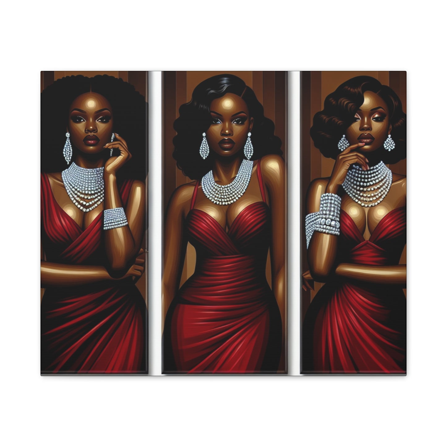 Elegant Afrocentric Canvas Art, Vibrant Wall Decor, Home Decoration, Black Girl Art, Gift for Her, Modern Artwork
