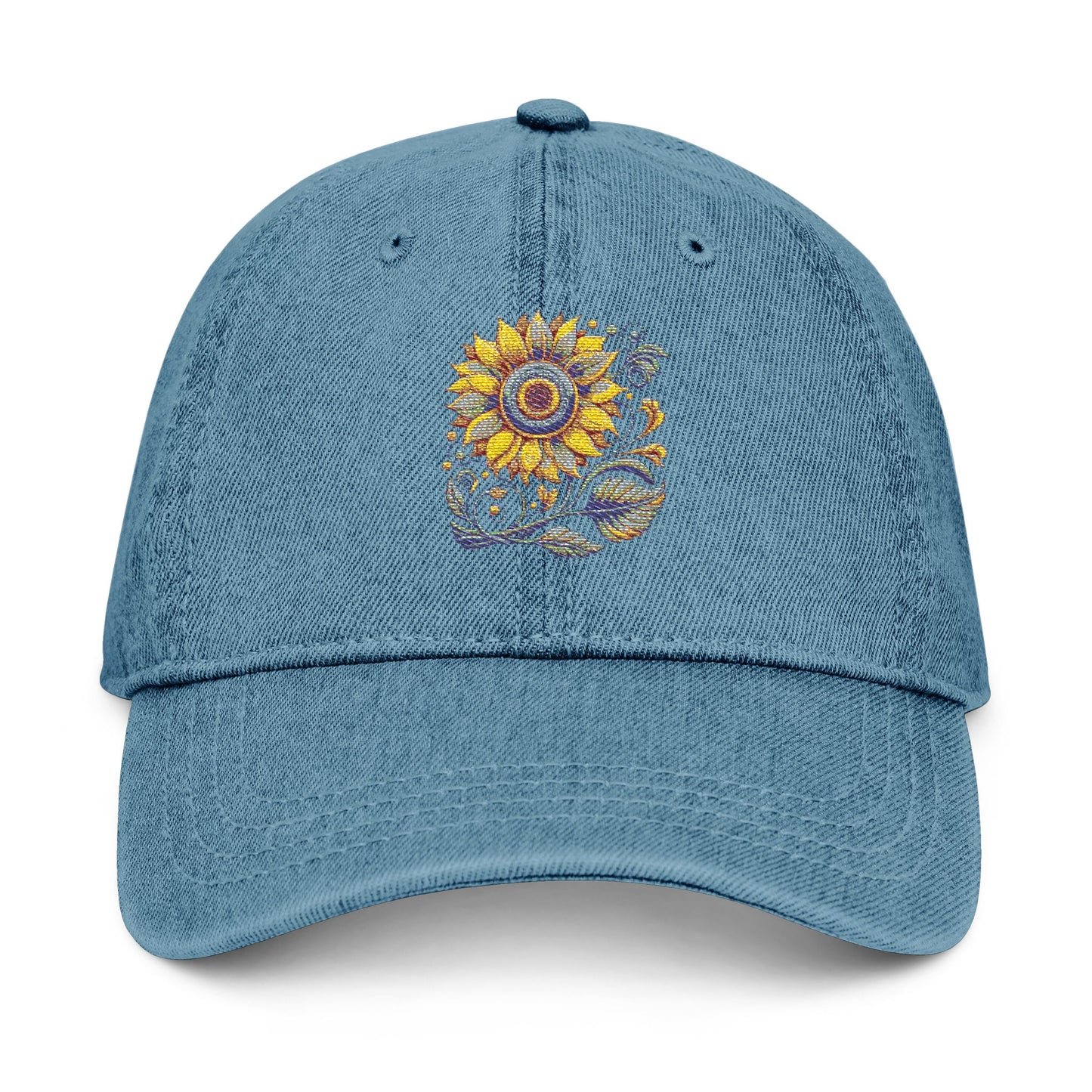 Sunflower Embroidered Denim Hat - Stylish Summer Accessory, Perfect Gift for Nature Lovers, Casual Wear, Outdoor Events, Festivals