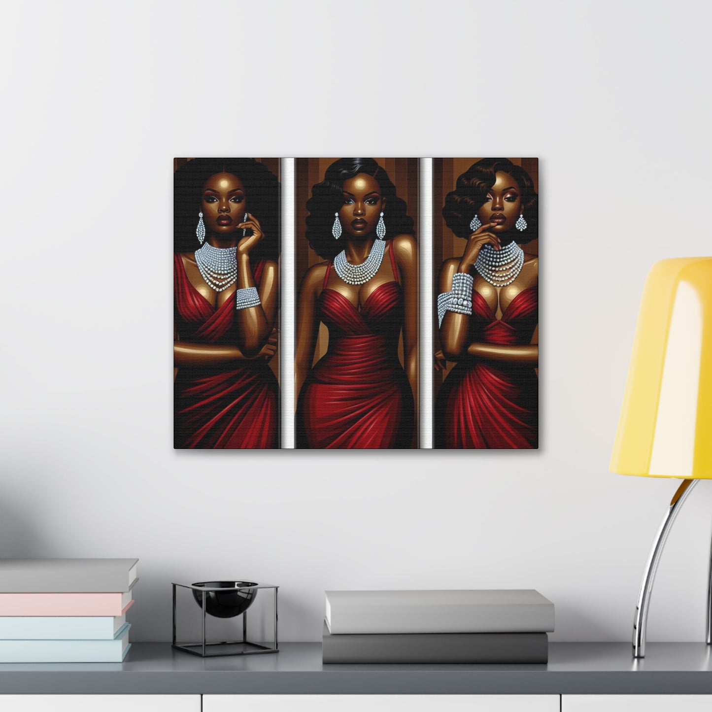 Elegant Afrocentric Canvas Art, Vibrant Wall Decor, Home Decoration, Black Girl Art, Gift for Her, Modern Artwork