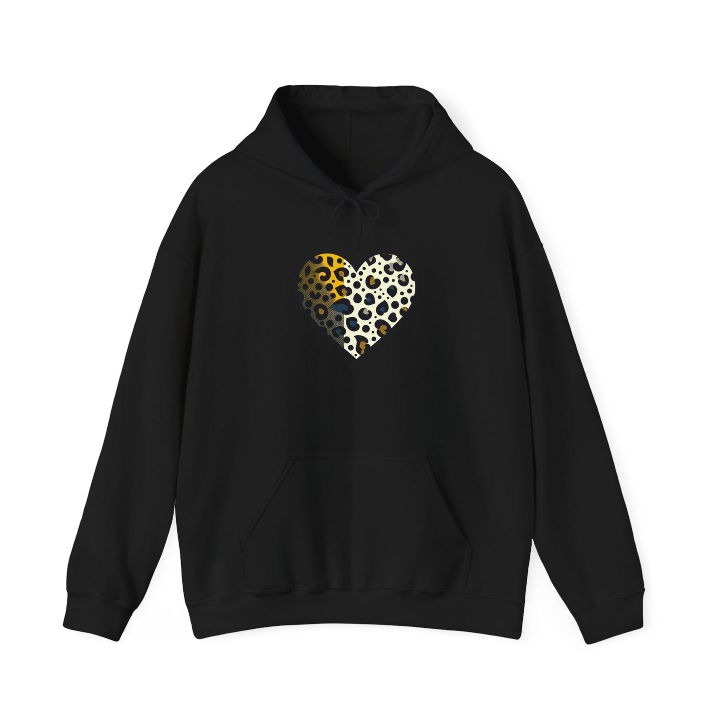 Leopard Heart Hoodie - Cozy Unisex Sweatshirt, Perfect Gift for Animal Lovers, Fashionable Casual Wear, Birthday Apparel, Valentine's Day