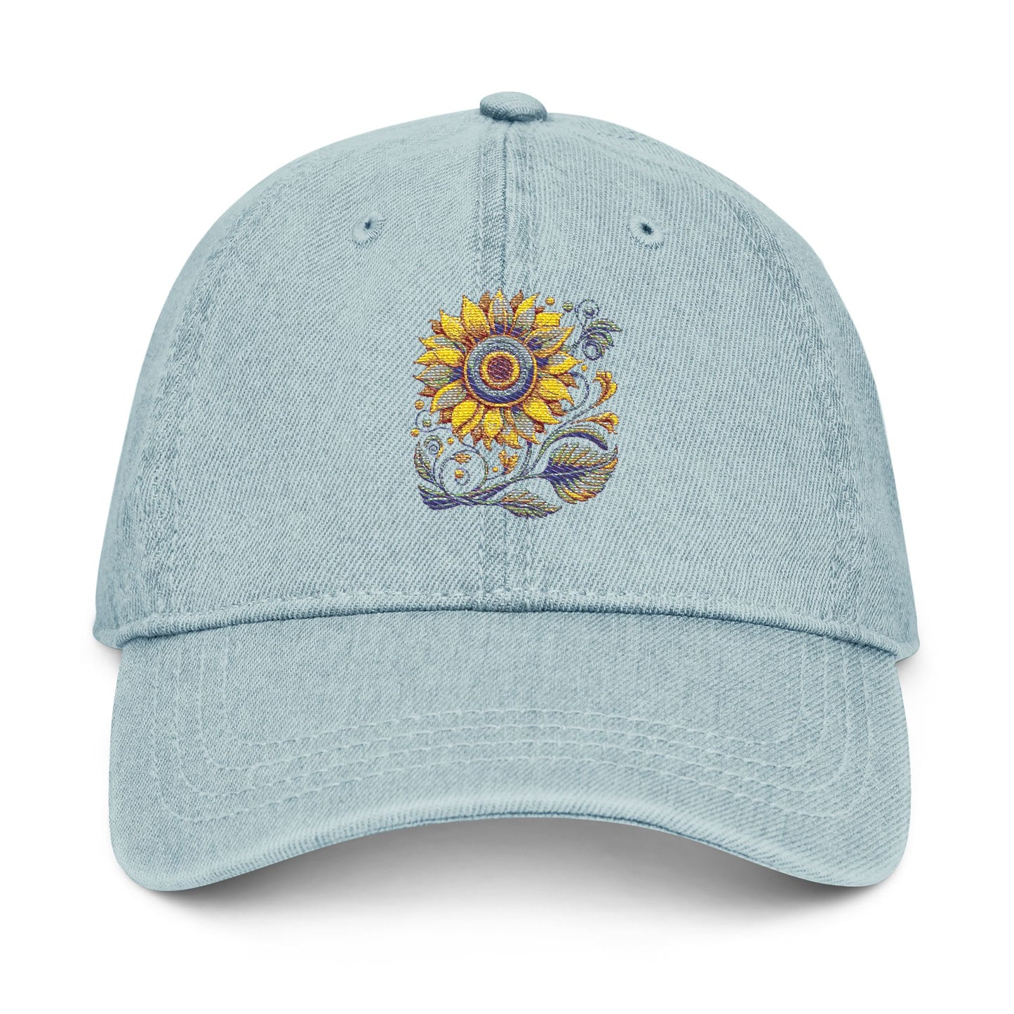 Sunflower Embroidered Denim Hat - Stylish Summer Accessory, Perfect Gift for Nature Lovers, Casual Wear, Outdoor Events, Festivals