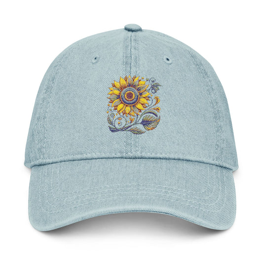 Sunflower Embroidered Denim Hat - Stylish Summer Accessory, Perfect Gift for Nature Lovers, Casual Wear, Outdoor Events, Festivals