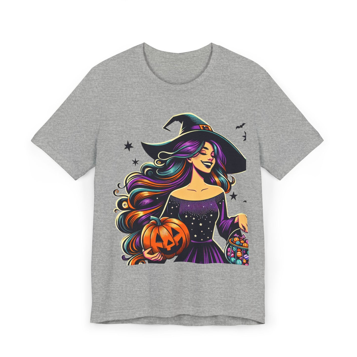 Halloween Witch Unisex T-Shirt, Spooky Graphic Tee, Fall Fashion, Halloween Costume, Witchy Apparel, Cute Pumpkin Design