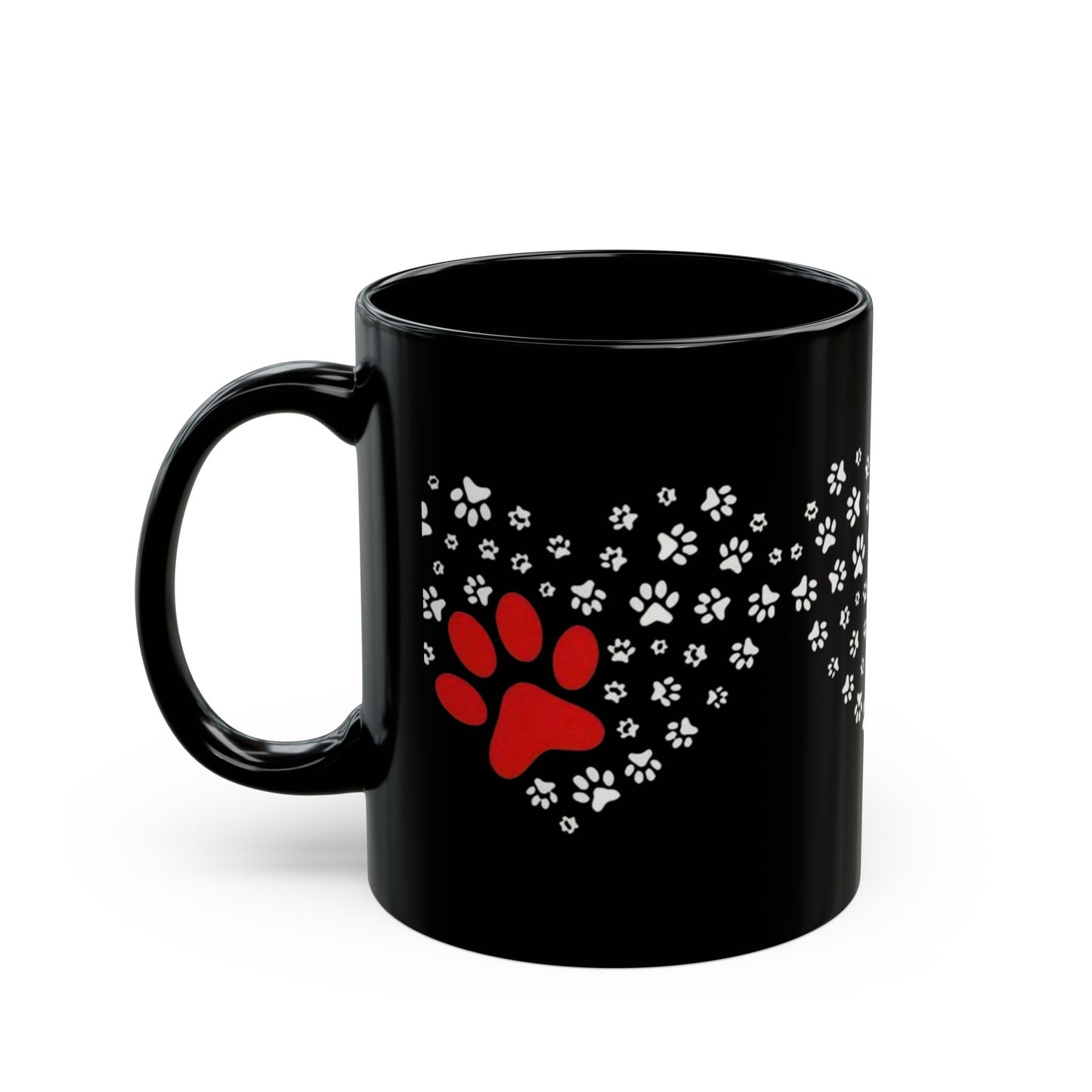 Paw Print Heart Mug, Pet Lover Gift, Dog Cat Mug, Animal Lovers Coffee Cup, Cute Heart Paw Design