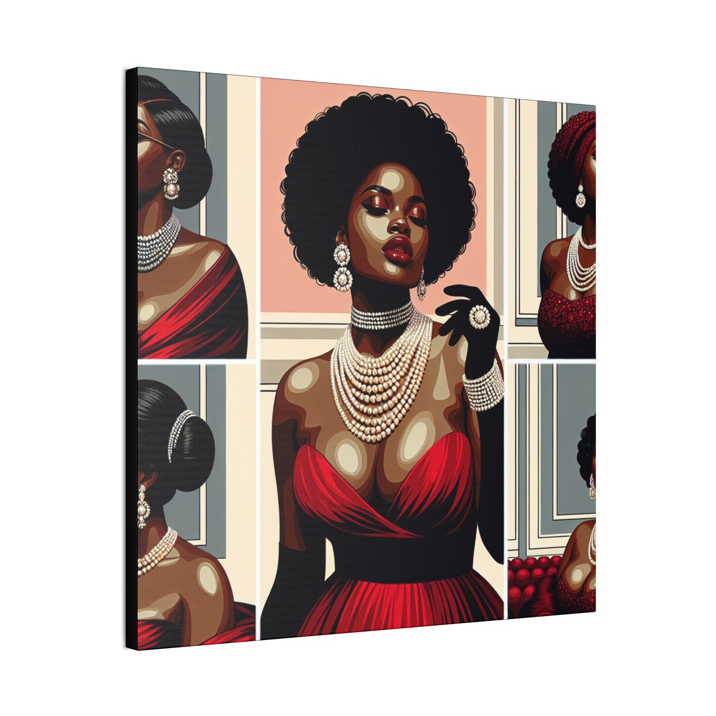 Elegant Afrocentric Canvas Art, Vibrant Wall Decor, Home Decoration, Black Girl Art, Gift for Her, Modern Artwork