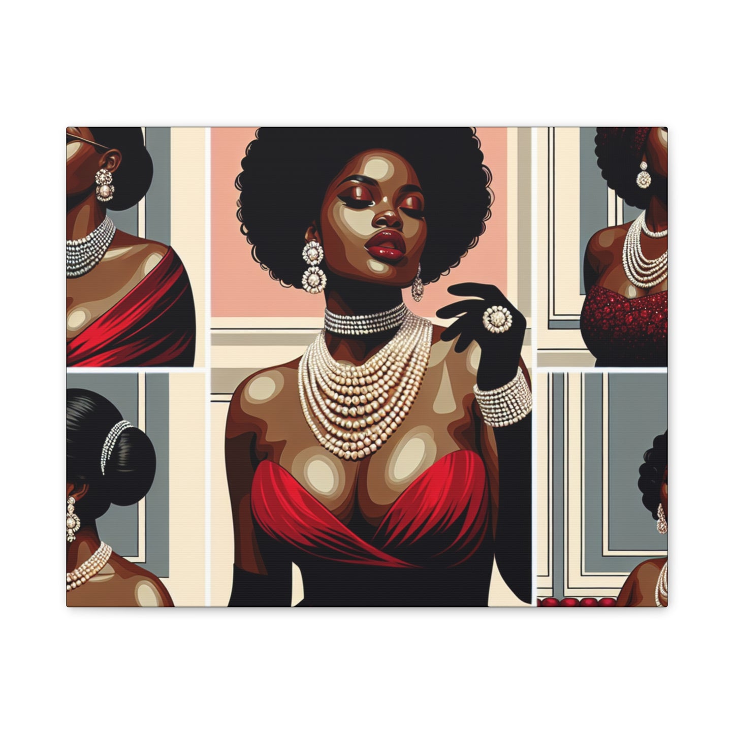 Elegant Afrocentric Canvas Art, Vibrant Wall Decor, Home Decoration, Black Girl Art, Gift for Her, Modern Artwork