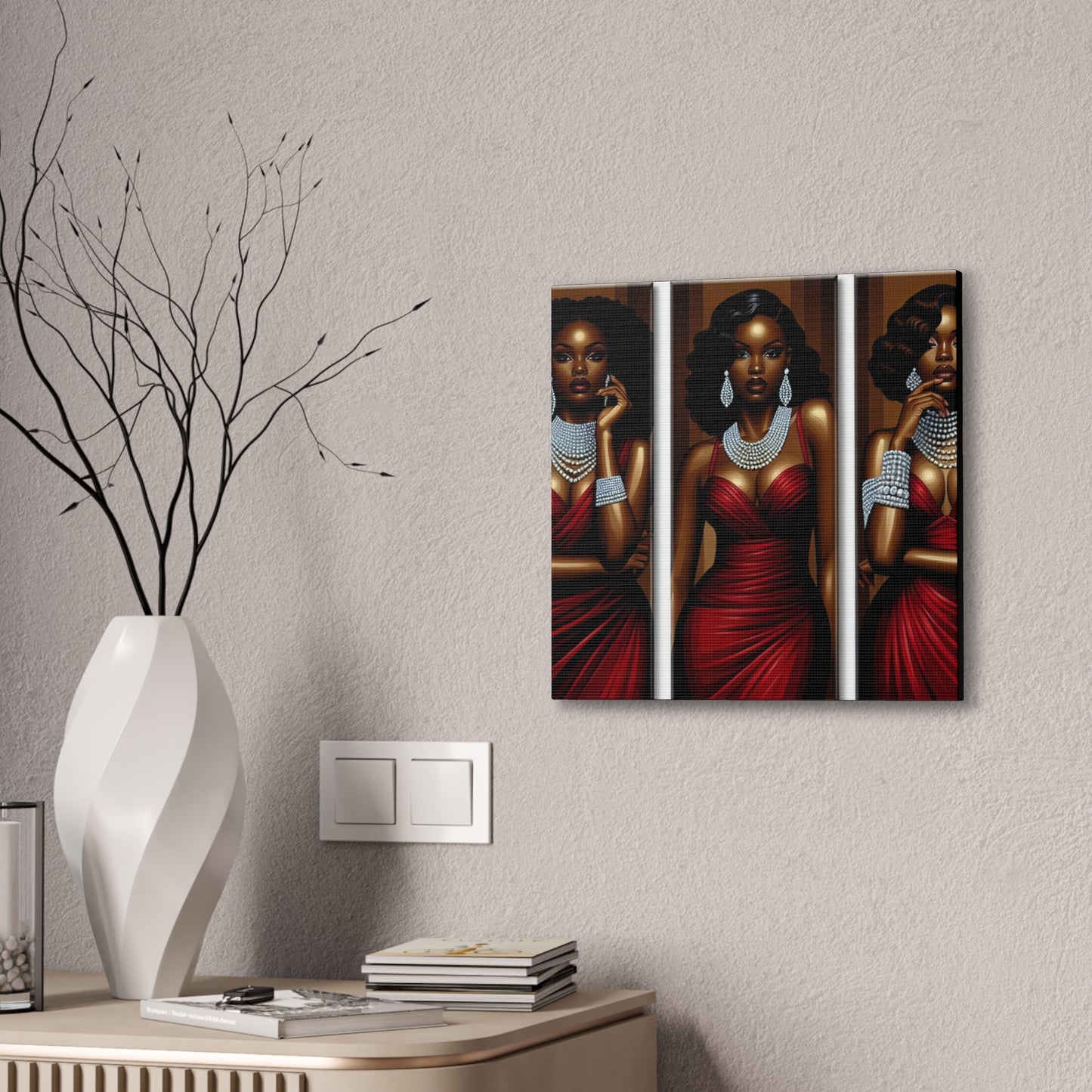 Elegant Afrocentric Canvas Art, Vibrant Wall Decor, Home Decoration, Black Girl Art, Gift for Her, Modern Artwork