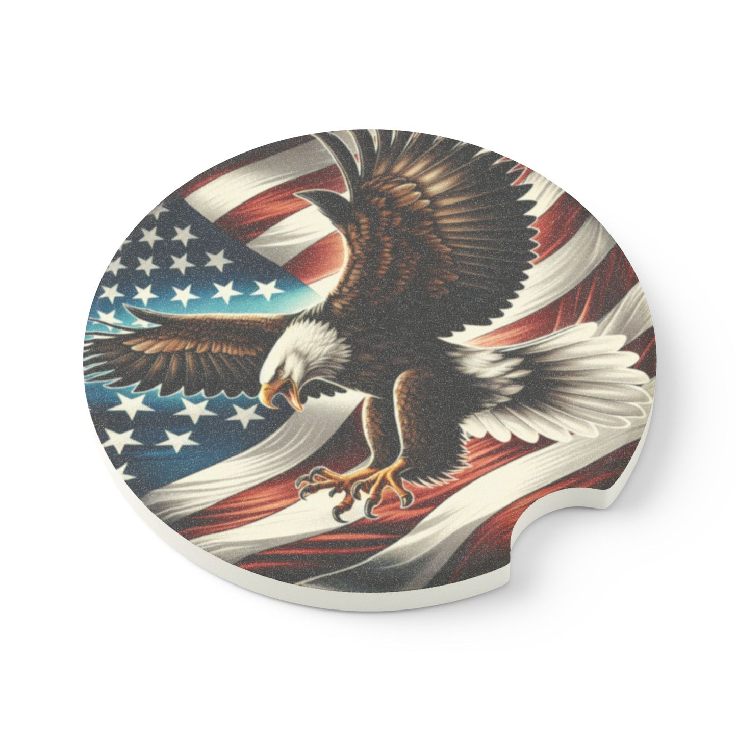 Patriotic Democracy Soapstone Car Coaster - Eagle Design, Fourth of July Decor