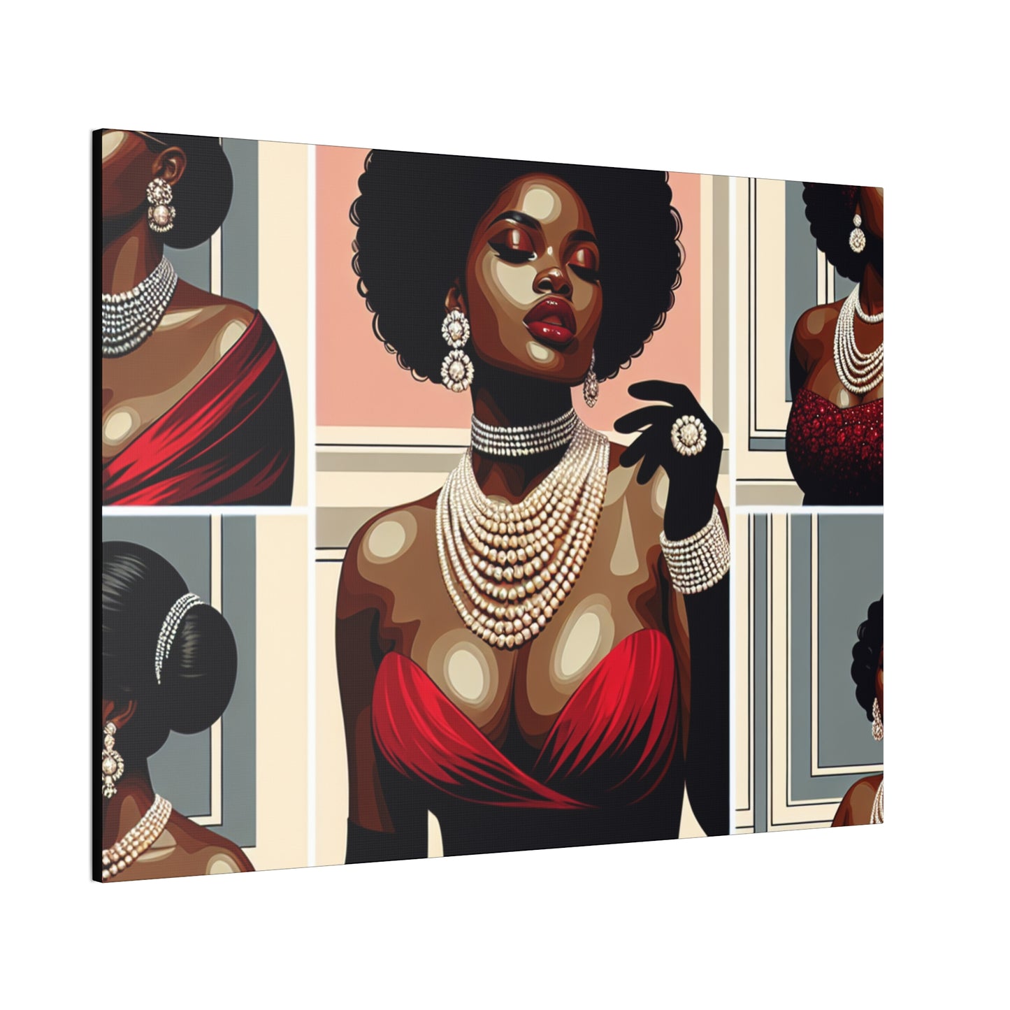 Elegant Afrocentric Canvas Art, Vibrant Wall Decor, Home Decoration, Black Girl Art, Gift for Her, Modern Artwork