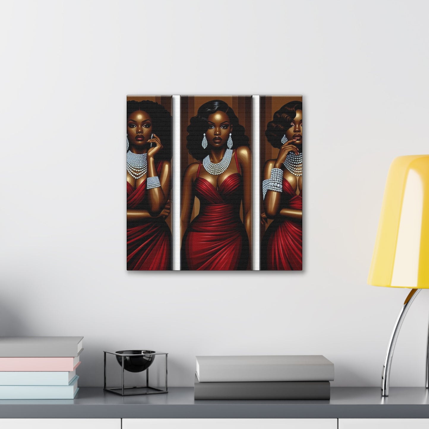Elegant Afrocentric Canvas Art, Vibrant Wall Decor, Home Decoration, Black Girl Art, Gift for Her, Modern Artwork