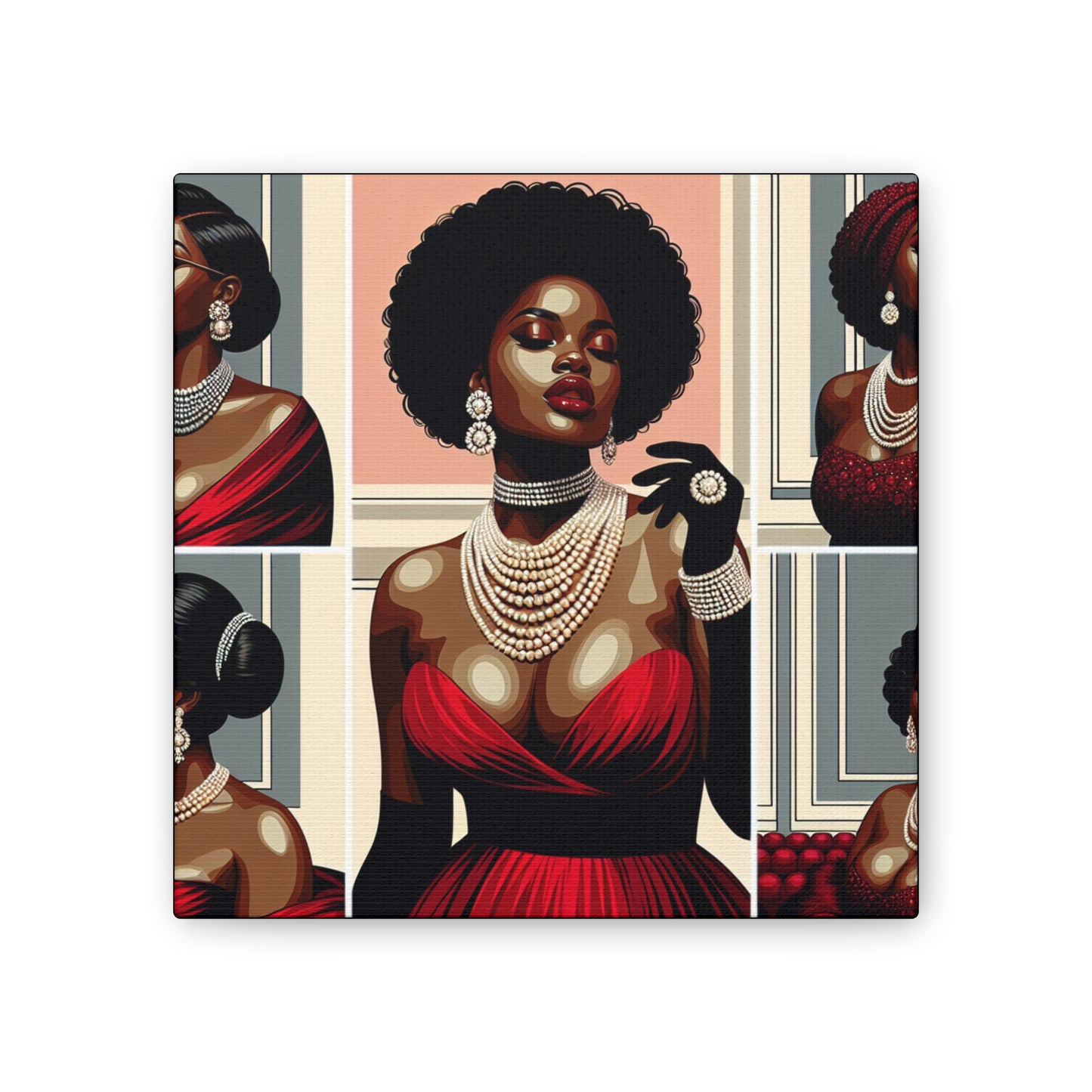 Elegant Afrocentric Canvas Art, Vibrant Wall Decor, Home Decoration, Black Girl Art, Gift for Her, Modern Artwork