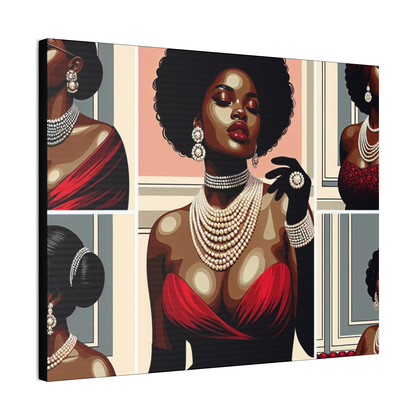 Elegant Afrocentric Canvas Art, Vibrant Wall Decor, Home Decoration, Black Girl Art, Gift for Her, Modern Artwork