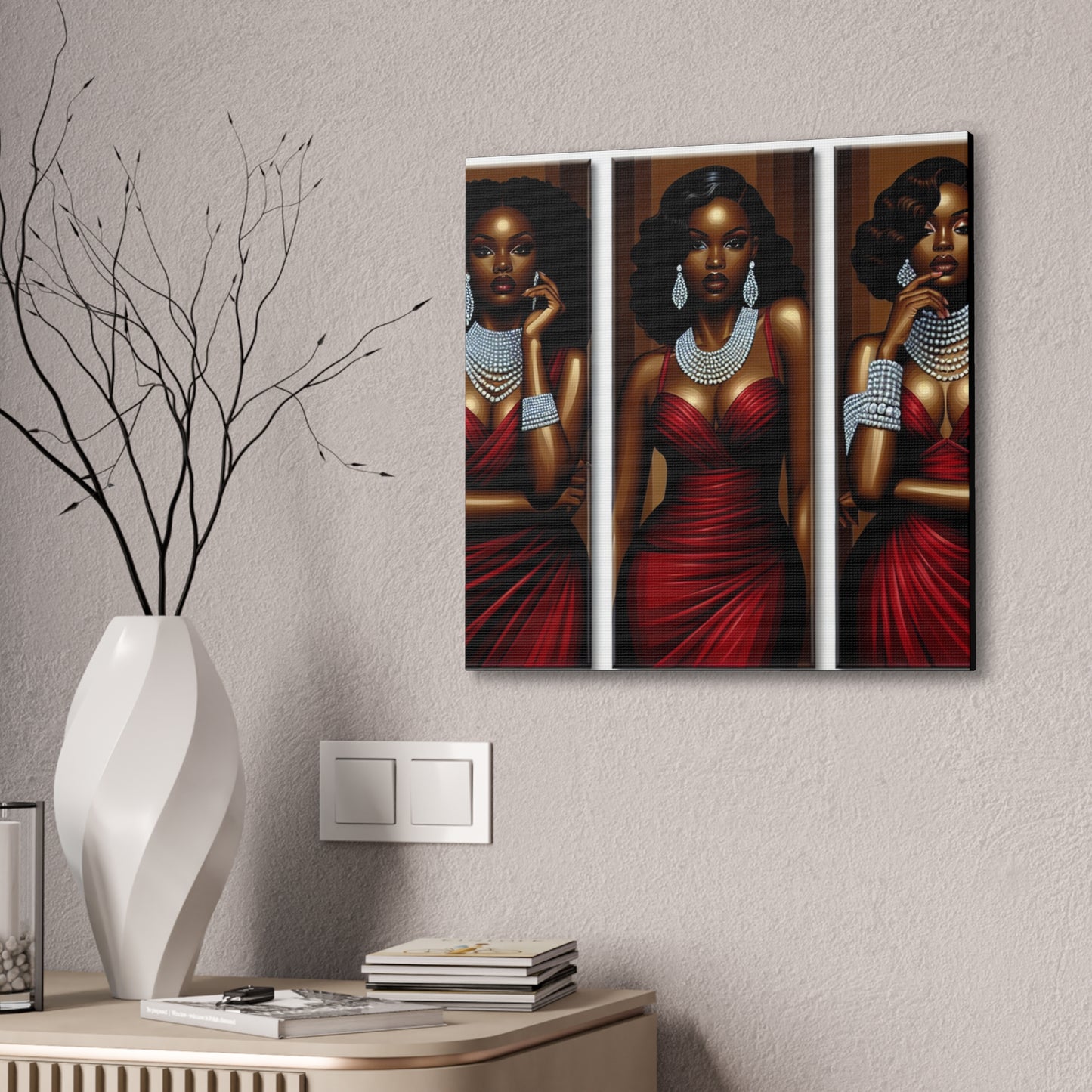 Elegant Afrocentric Canvas Art, Vibrant Wall Decor, Home Decoration, Black Girl Art, Gift for Her, Modern Artwork