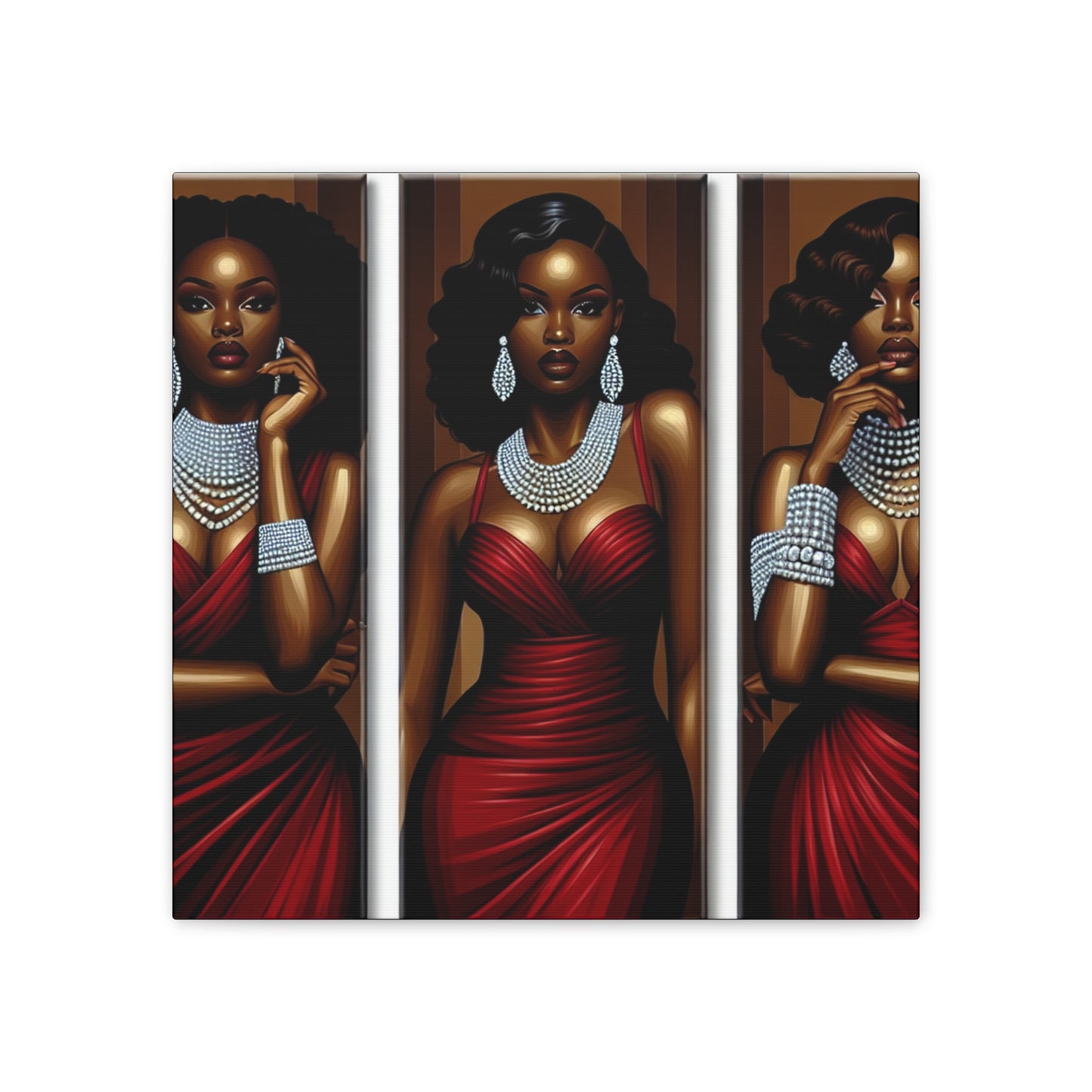 Elegant Afrocentric Canvas Art, Vibrant Wall Decor, Home Decoration, Black Girl Art, Gift for Her, Modern Artwork