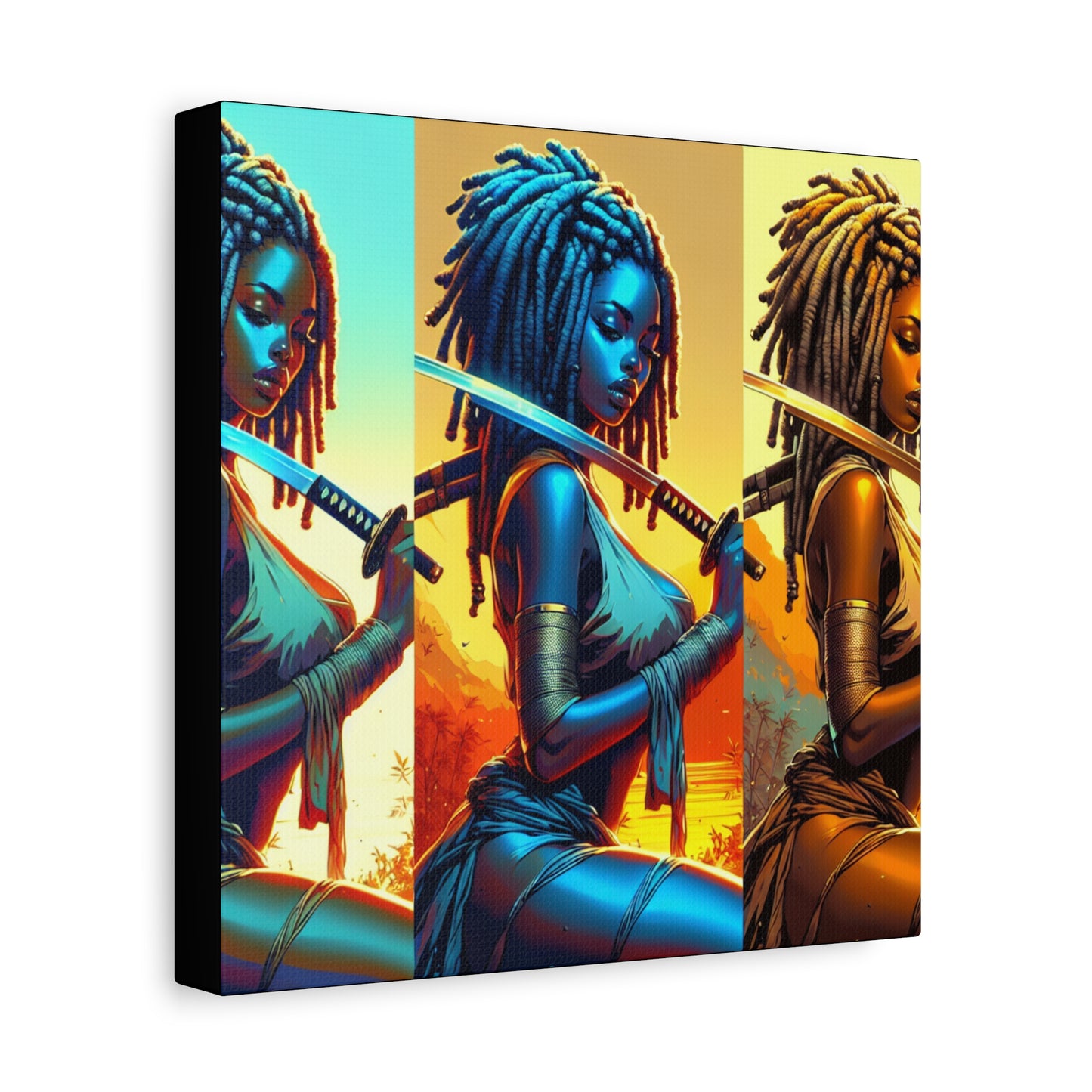 Vibrant Art Canvas Print, Warrior Woman Wall Decor, Home Decoration, Unique Gift, Bohemian Style, Bold Artwork anime