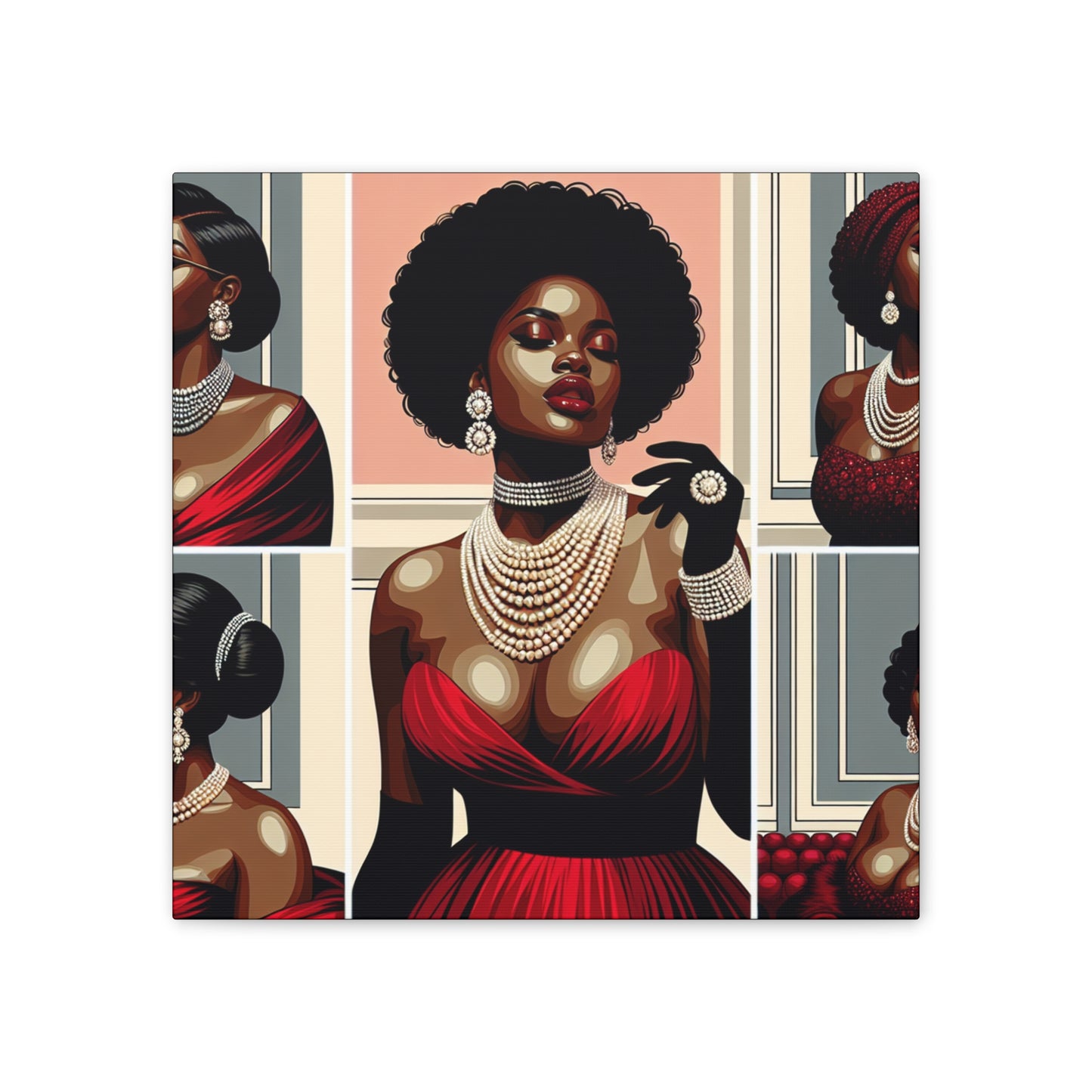 Elegant Afrocentric Canvas Art, Vibrant Wall Decor, Home Decoration, Black Girl Art, Gift for Her, Modern Artwork