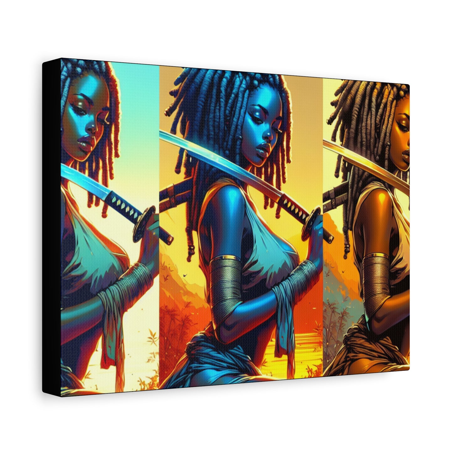 Vibrant Art Canvas Print, Warrior Woman Wall Decor, Home Decoration, Unique Gift, Bohemian Style, Bold Artwork anime