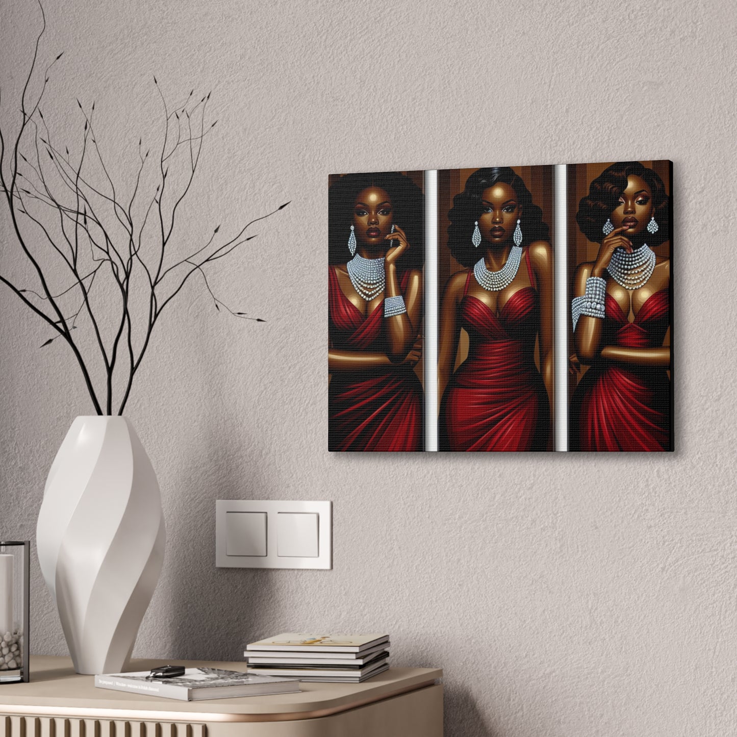 Elegant Afrocentric Canvas Art, Vibrant Wall Decor, Home Decoration, Black Girl Art, Gift for Her, Modern Artwork