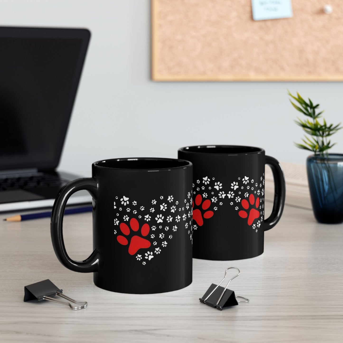 Paw Print Heart Mug, Pet Lover Gift, Dog Cat Mug, Animal Lovers Coffee Cup, Cute Heart Paw Design