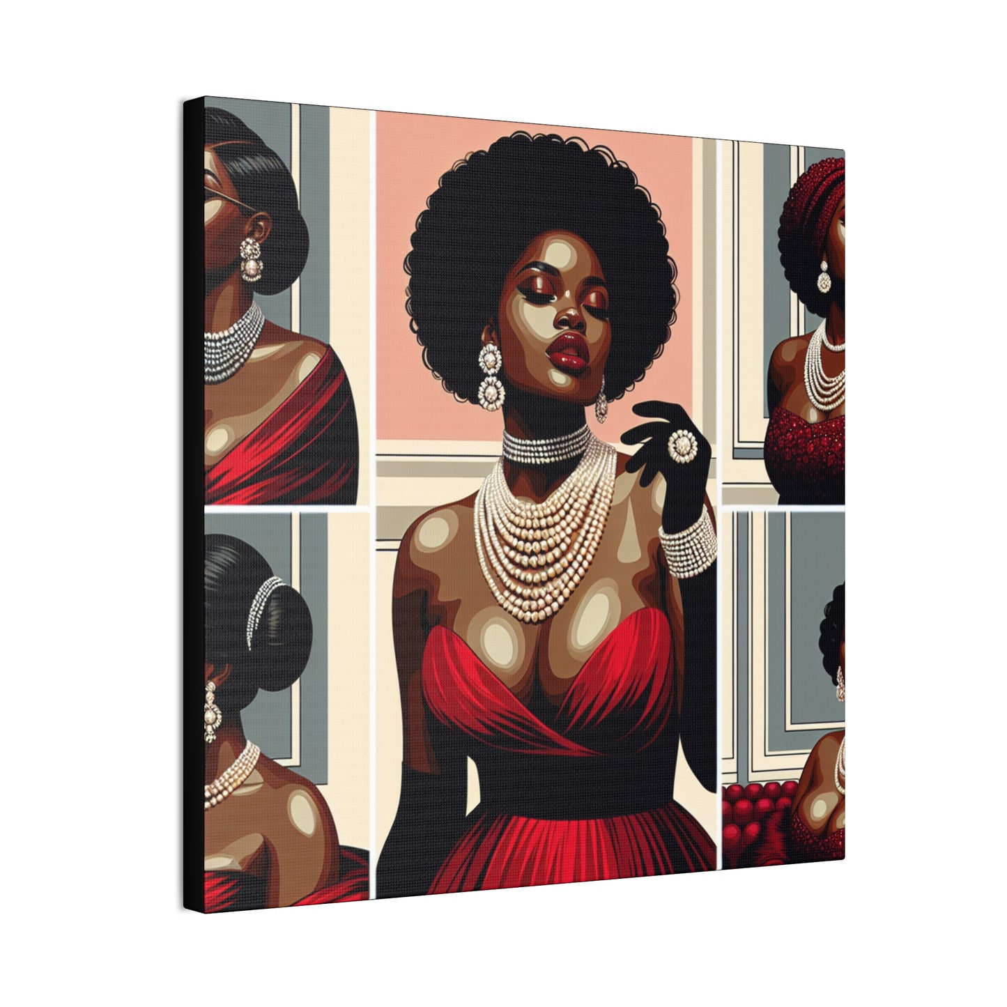 Elegant Afrocentric Canvas Art, Vibrant Wall Decor, Home Decoration, Black Girl Art, Gift for Her, Modern Artwork