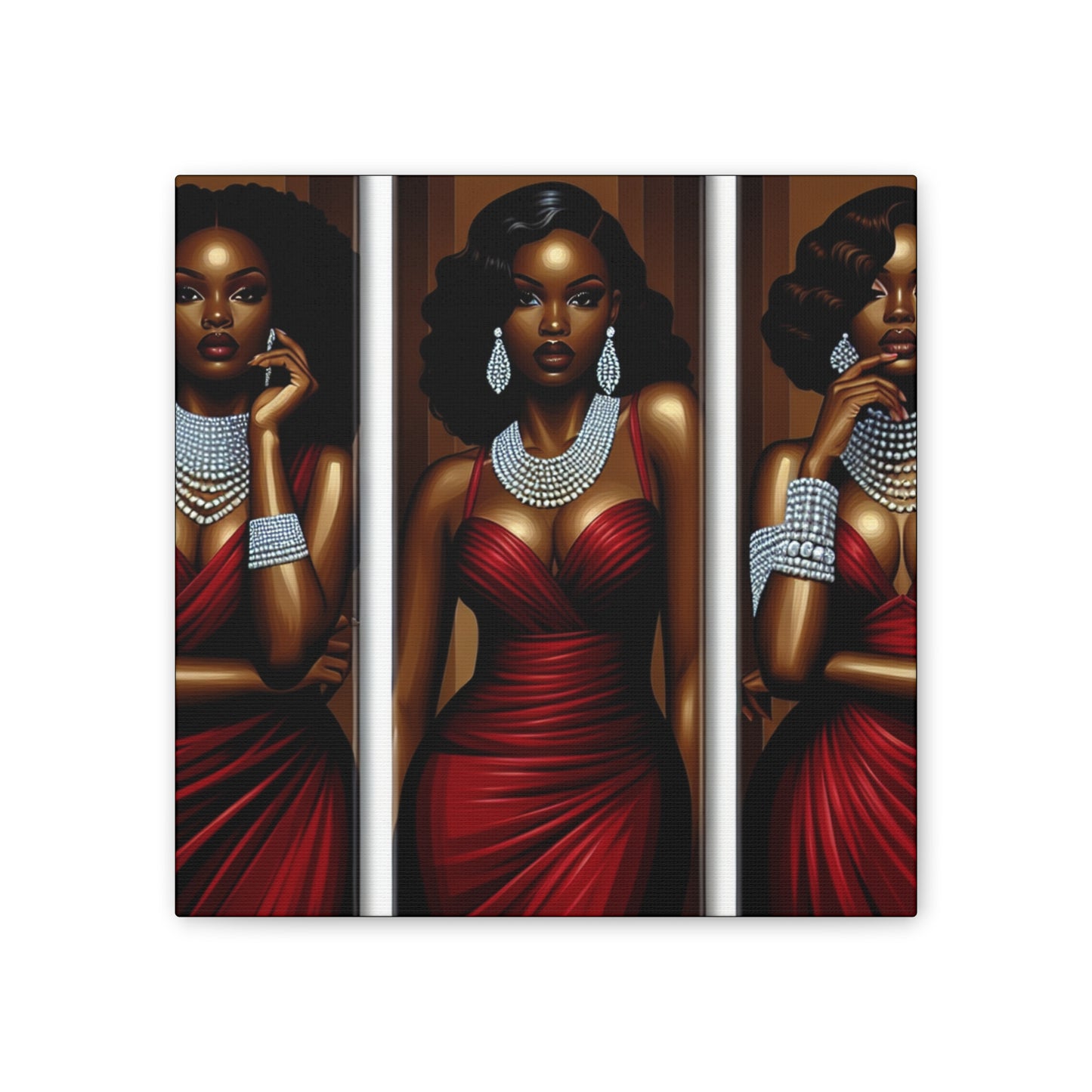 Elegant Afrocentric Canvas Art, Vibrant Wall Decor, Home Decoration, Black Girl Art, Gift for Her, Modern Artwork